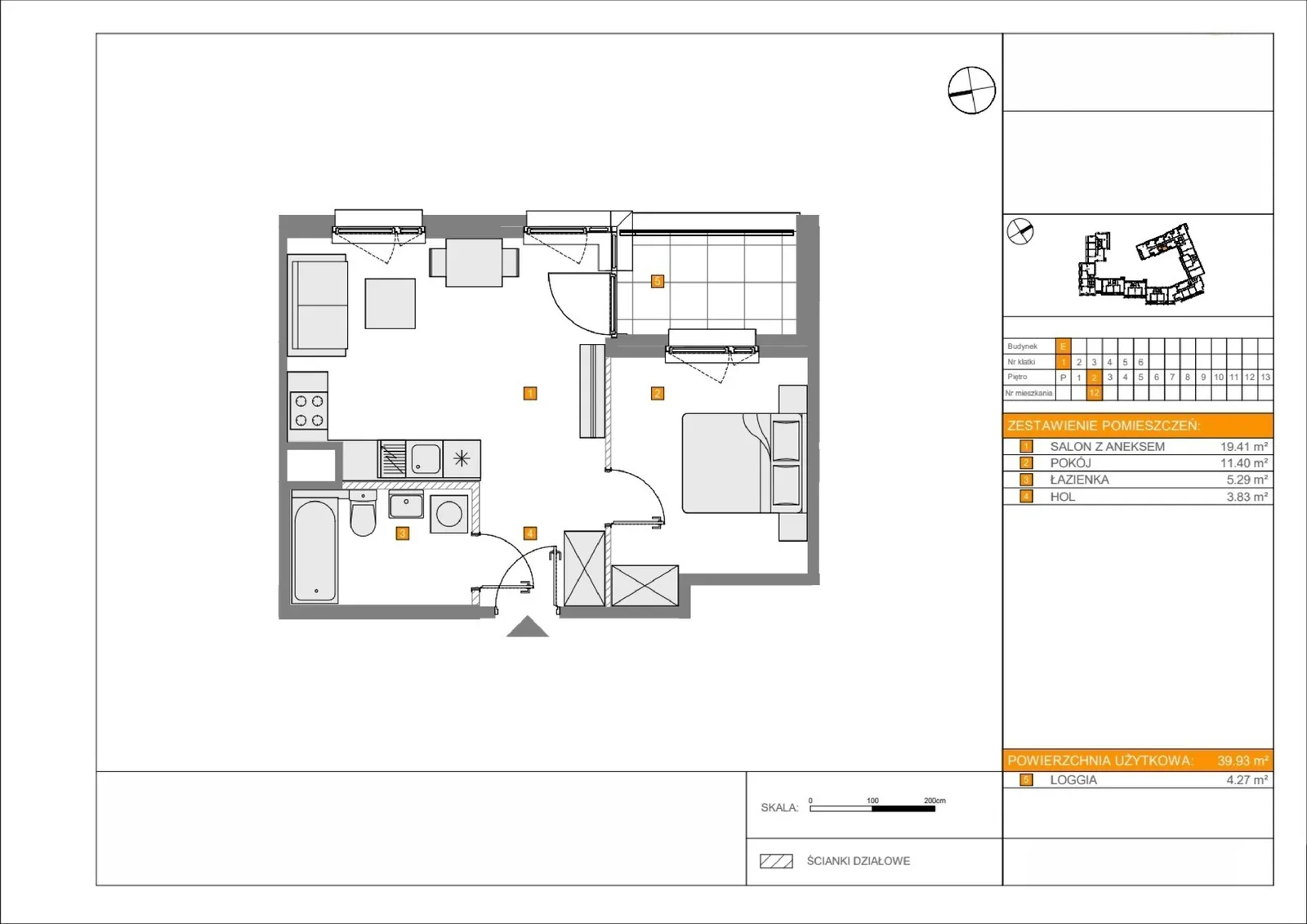Floor plan: Apartment no. E12