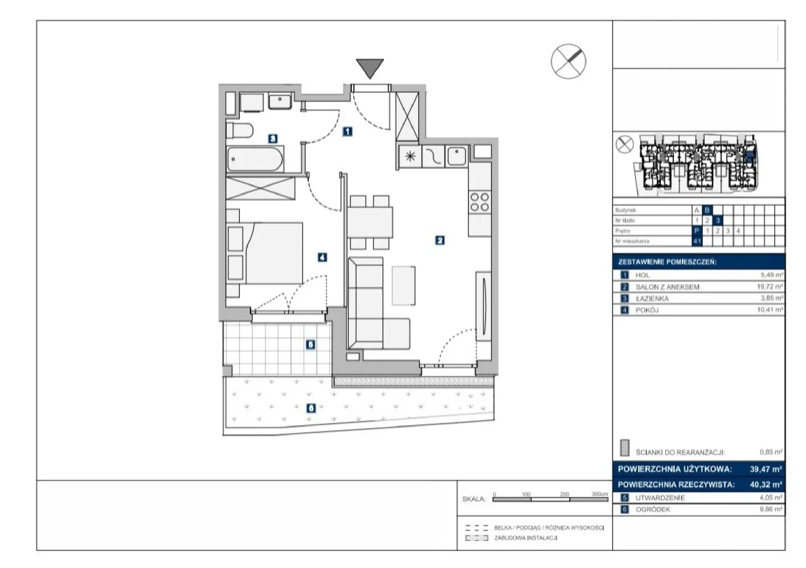 Floor plan: Apartment no. B41