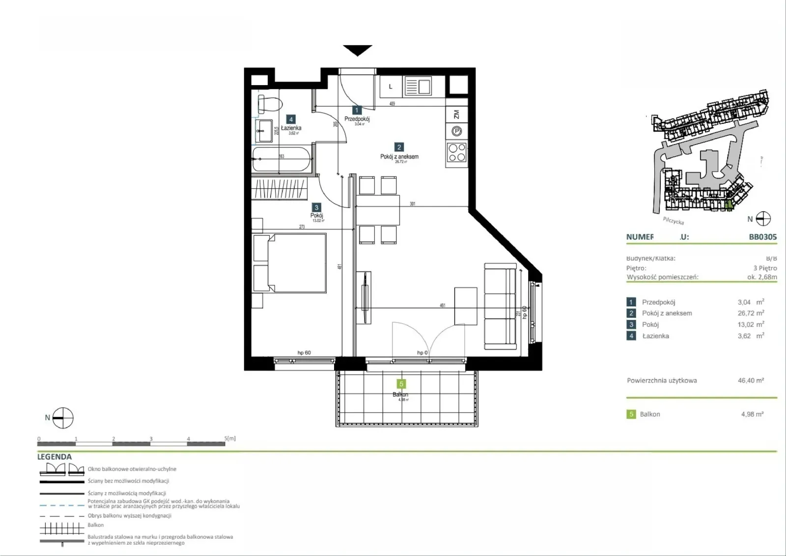 Floor plan: Apartment no. BB0305