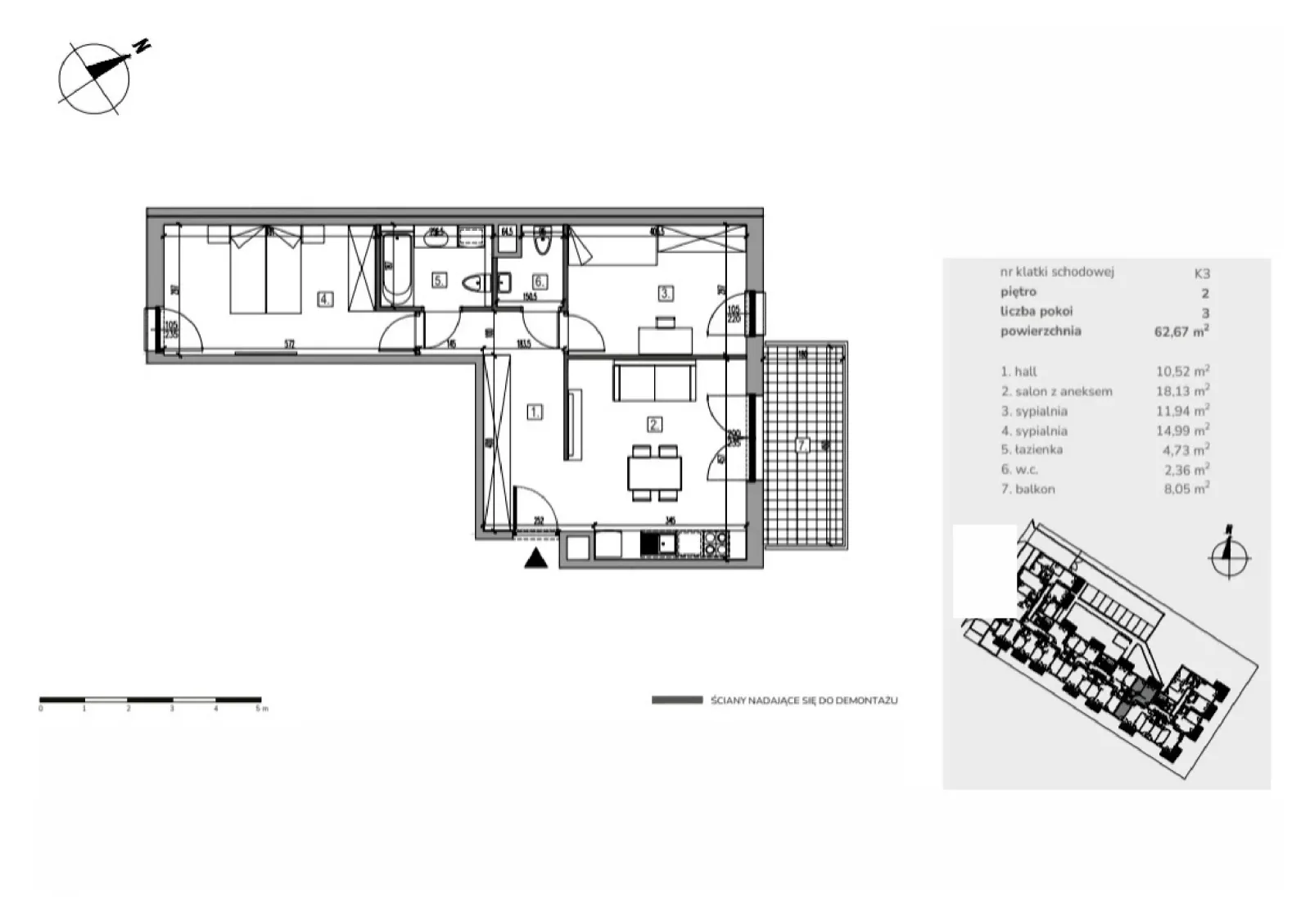 Floor plan: Lokal Apartament M2/13, 3 pok.