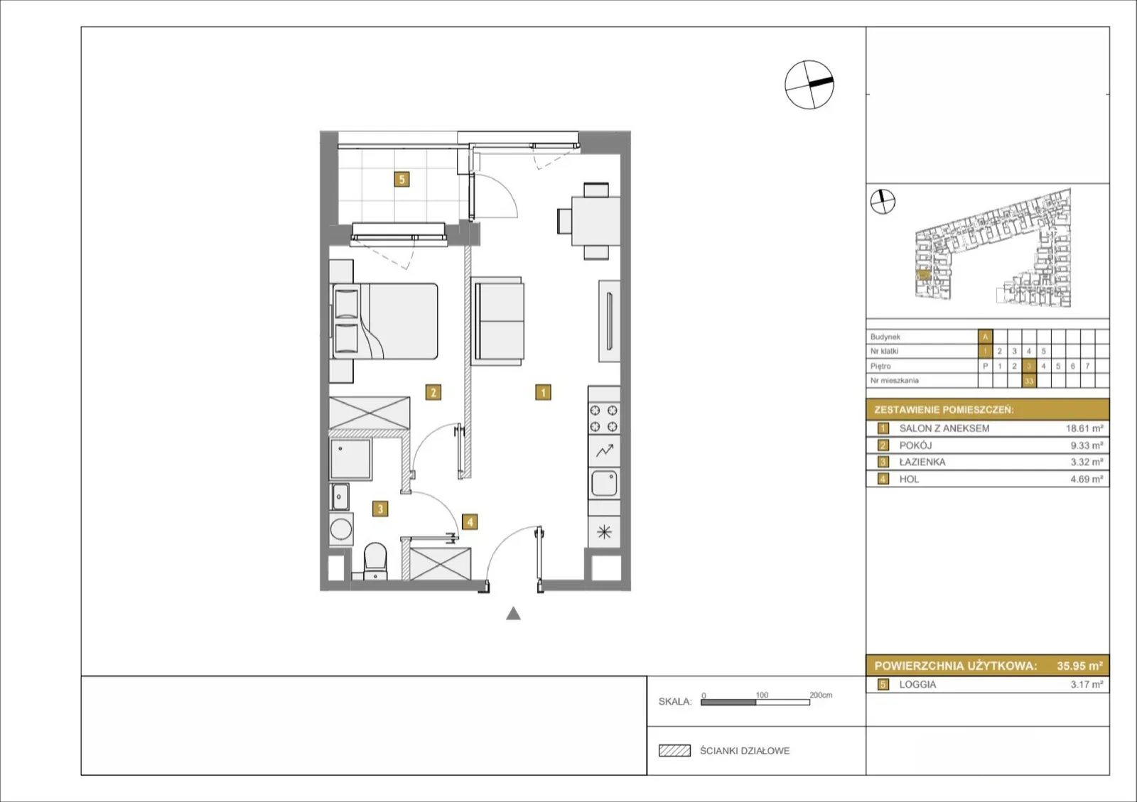 Floor plan: Apartment no. A33