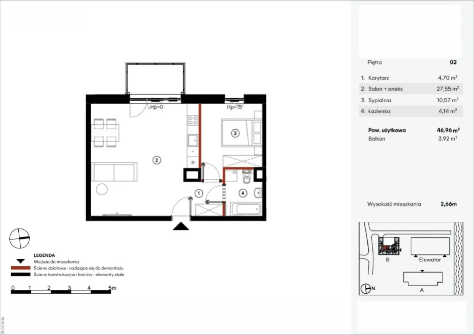 Floor plan: Apartment no. B.2.9