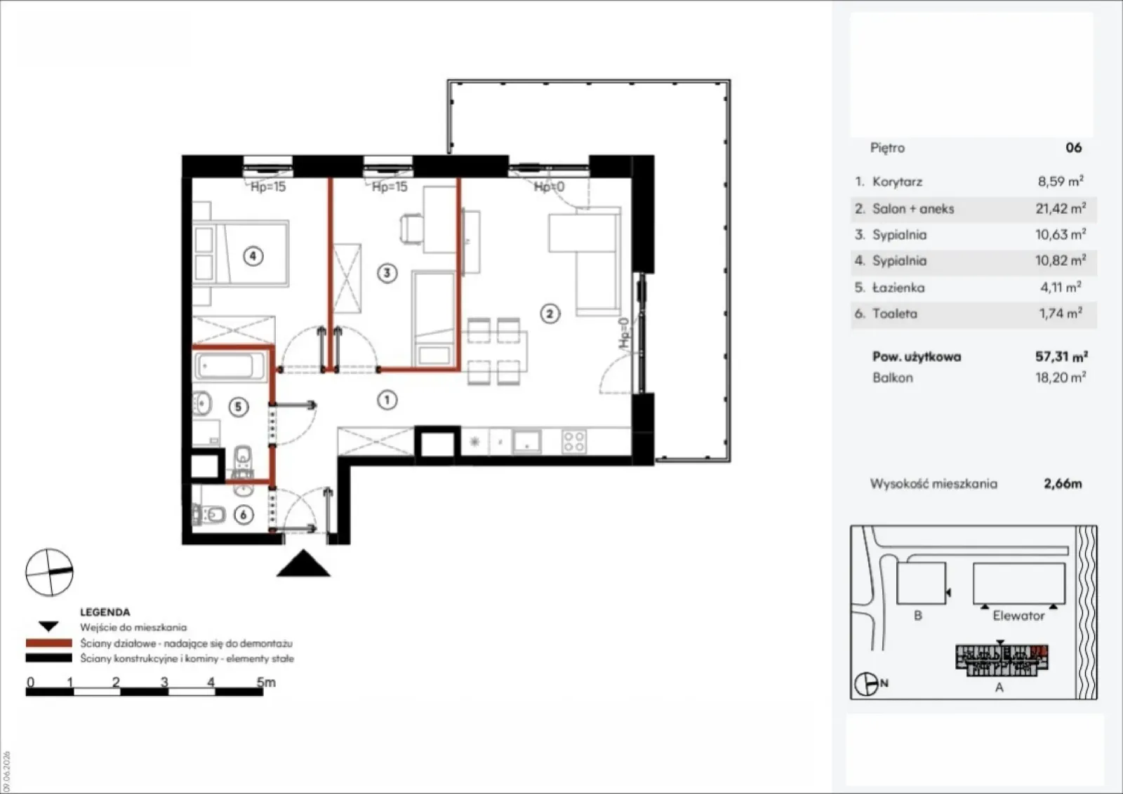 Floor plan: Apartment no. A.6.3