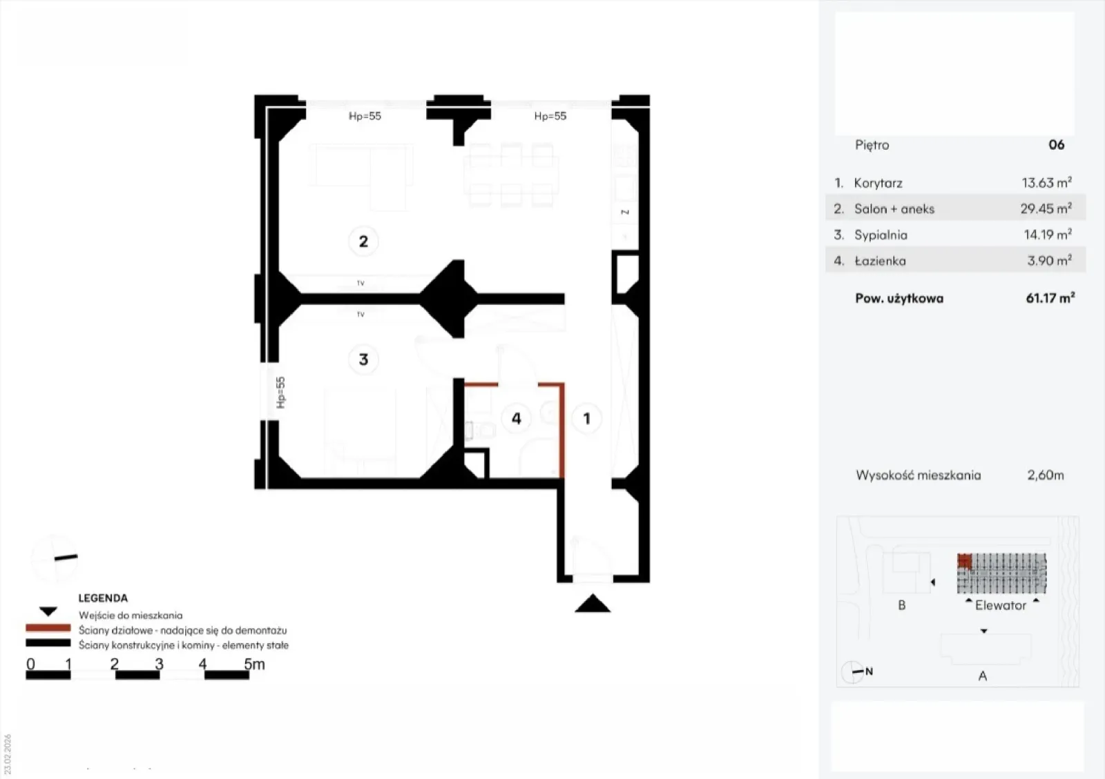 Floor plan: Apartment no. EZ.1.6.66