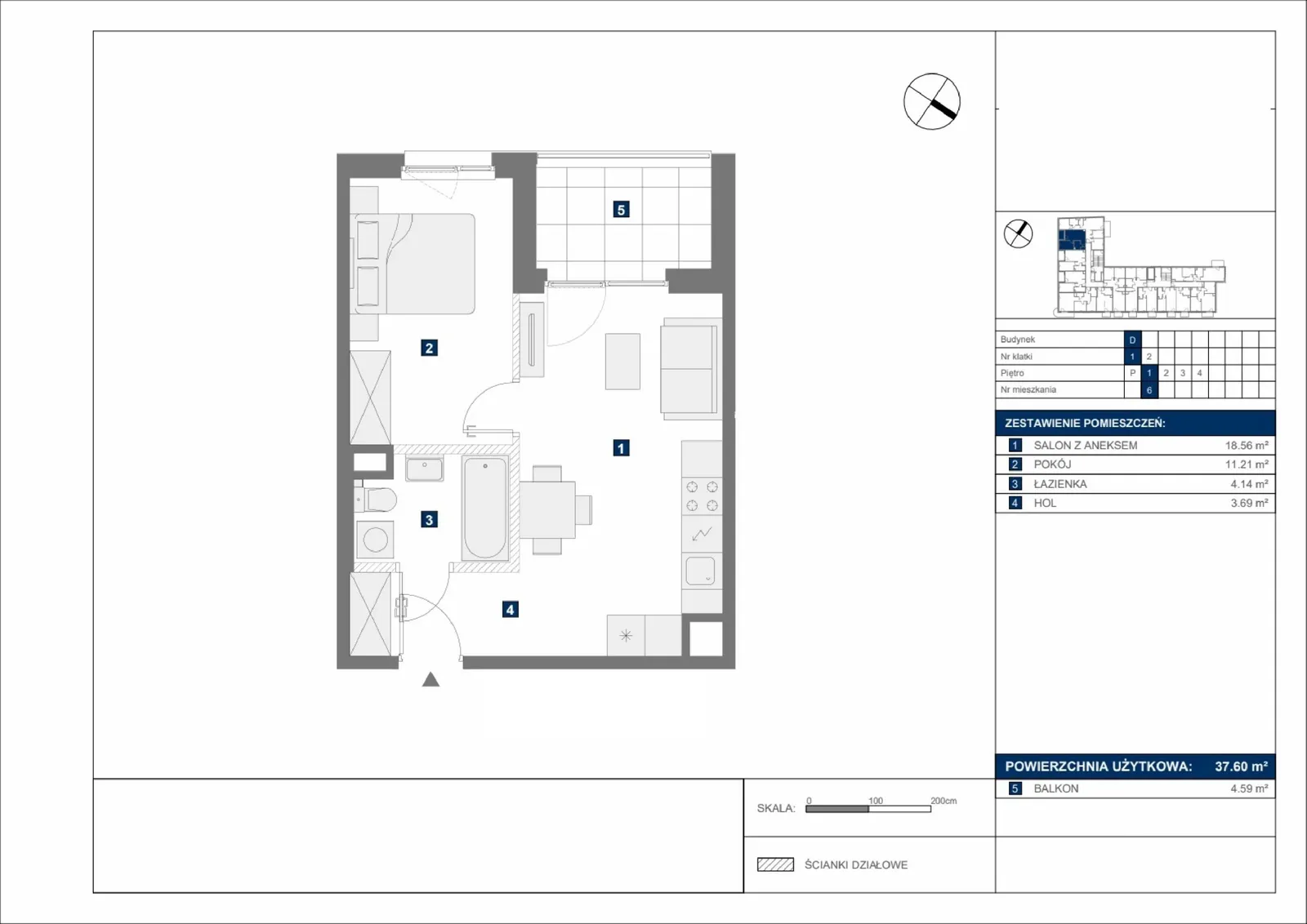 Floor plan: Apartment no. D6
