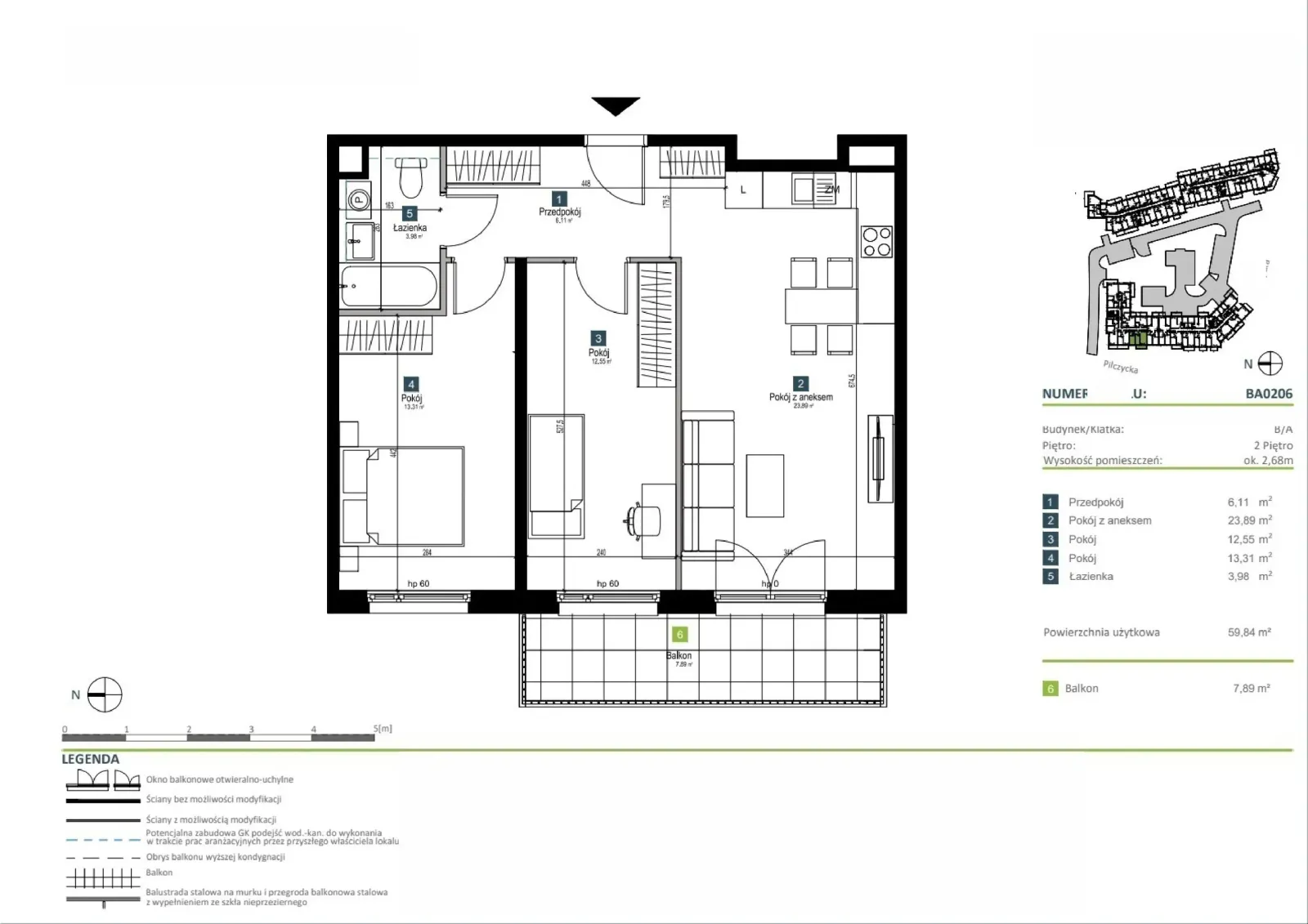 Floor plan: Apartment no. BA0206