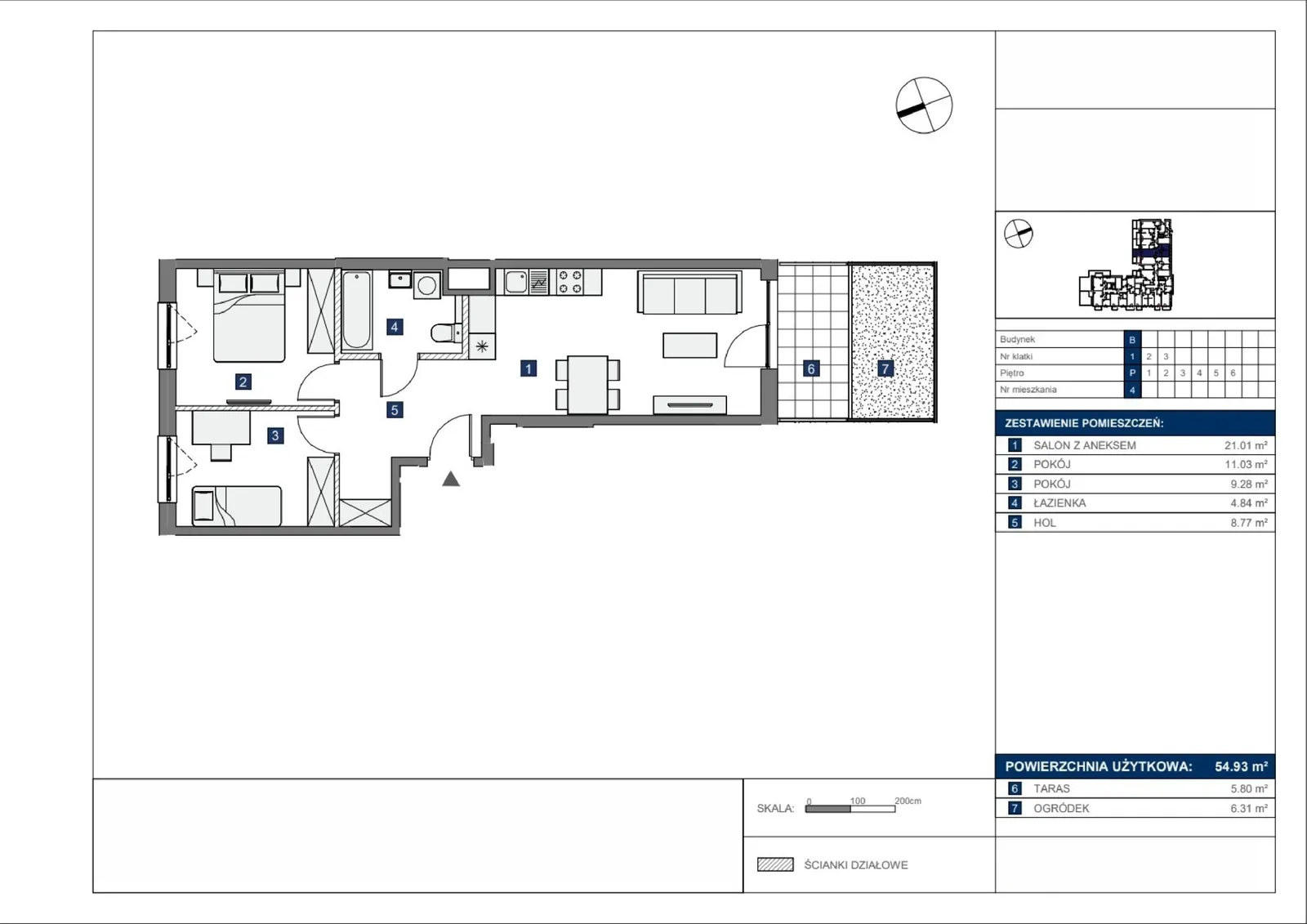 Floor plan: Apartment no. B4
