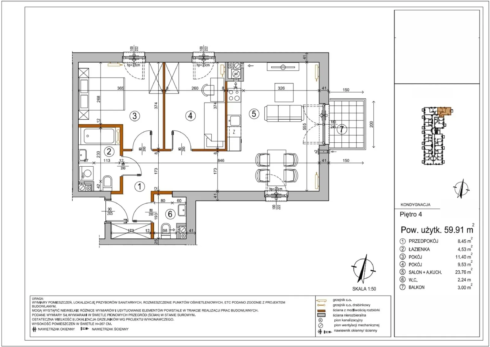 Floor plan: Apartment no. L2-58