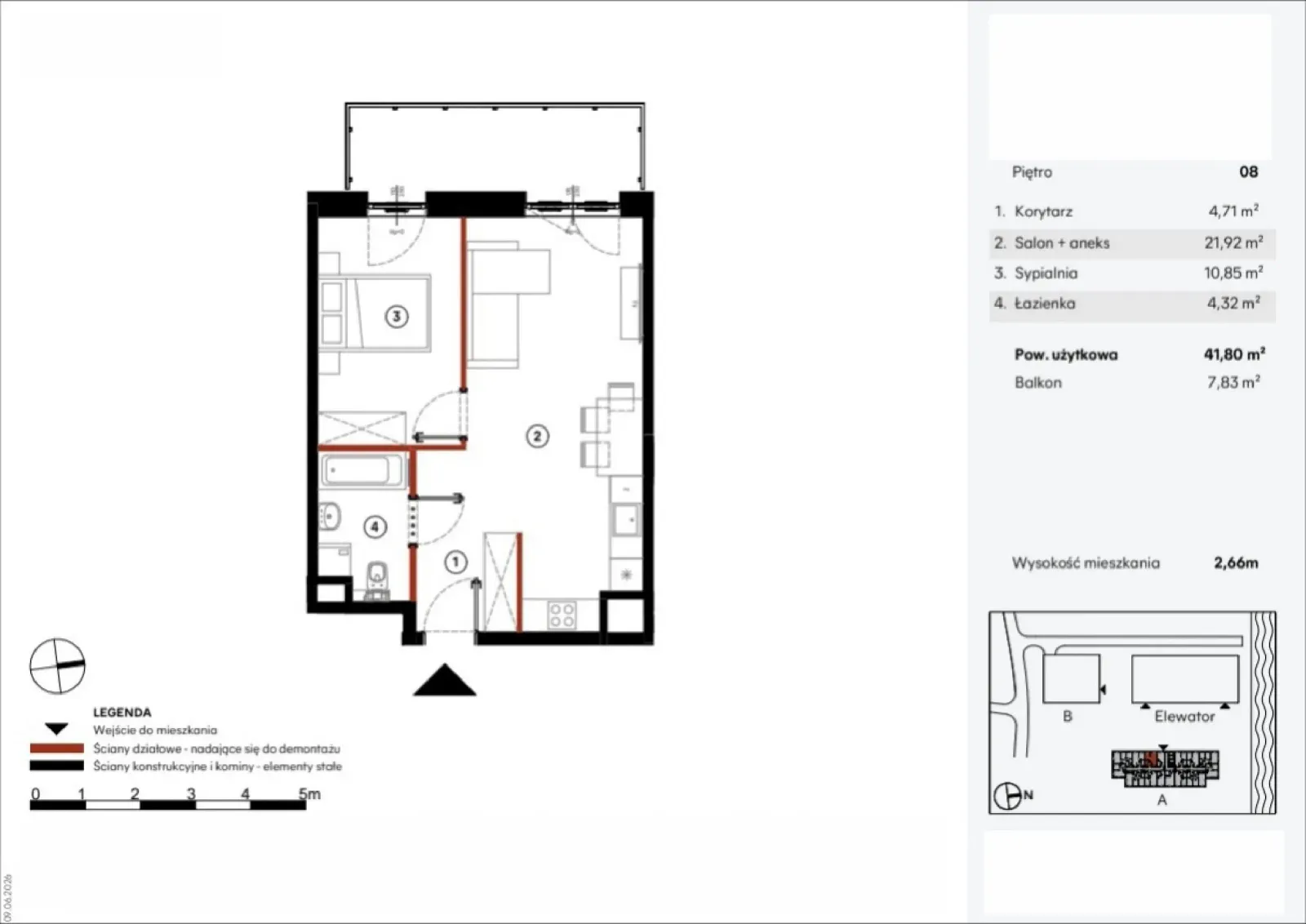 Floor plan: Apartment no. A.8.14