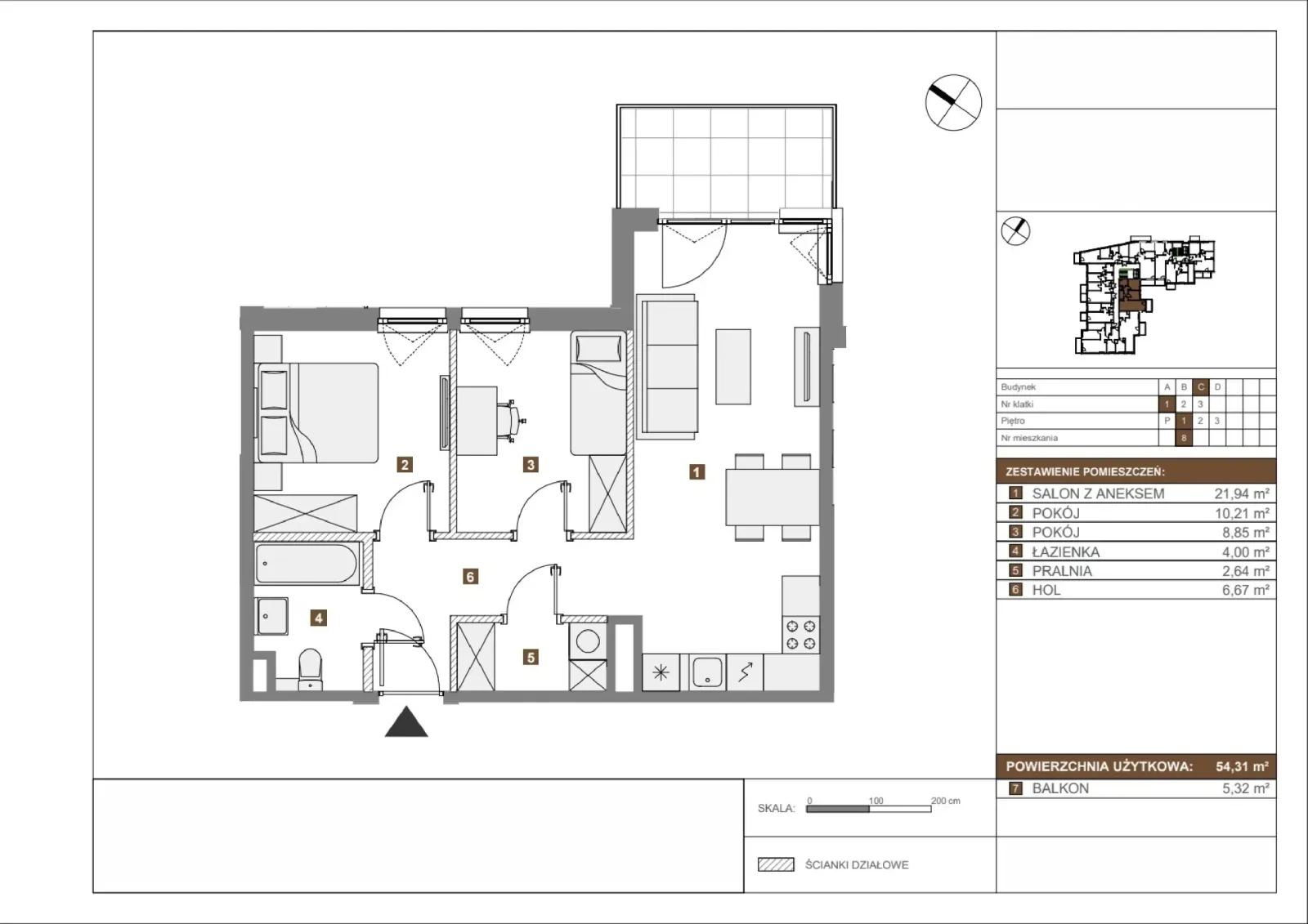 Floor plan: Apartment no. C8