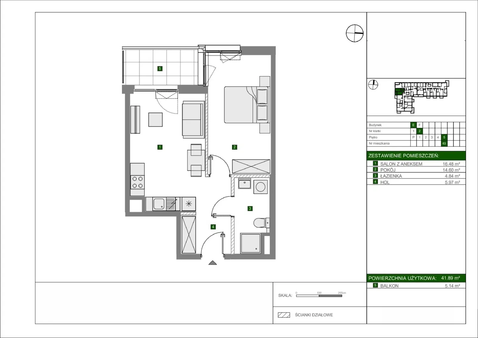 Floor plan: Apartment no. E63