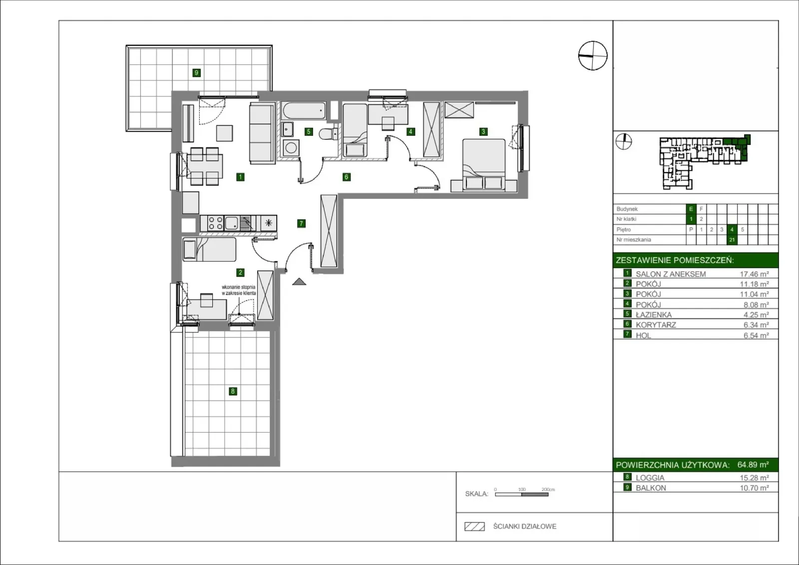 Floor plan: Apartment no. E21