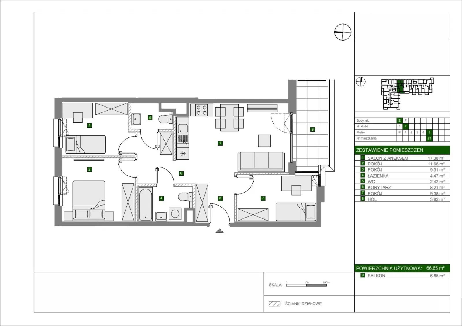 Floor plan: Apartment no. E61
