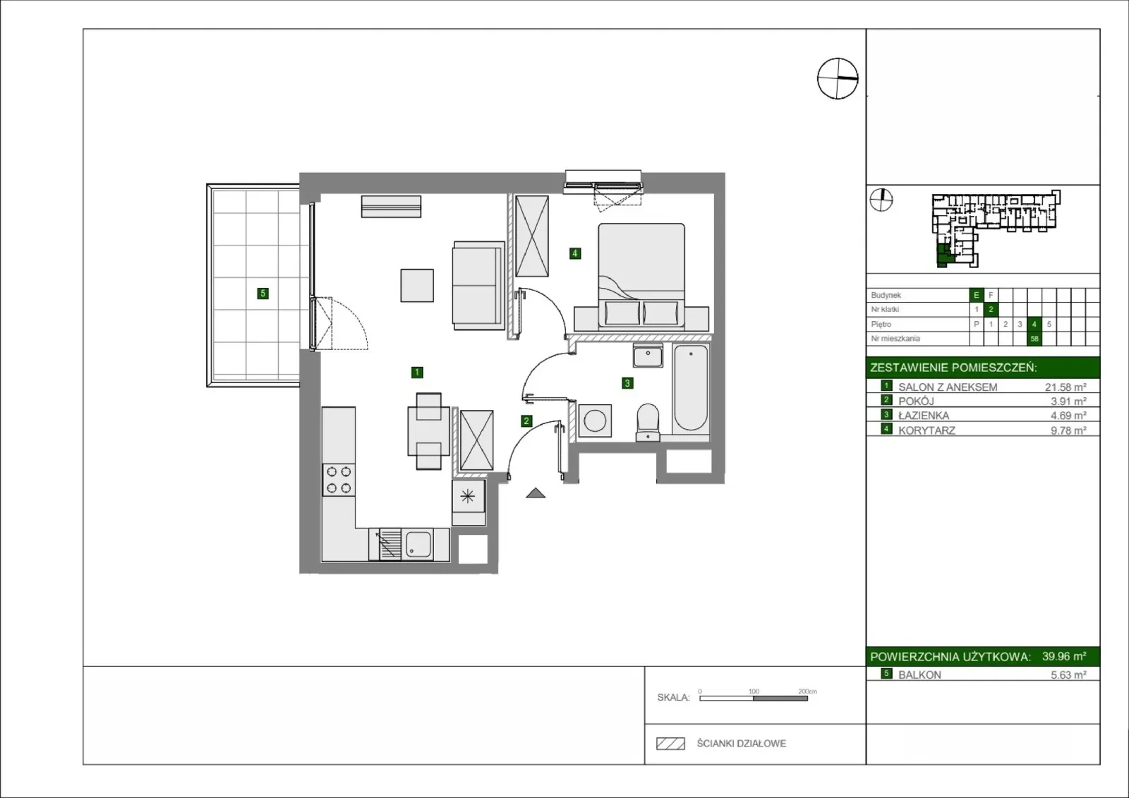 Floor plan: Apartment no. E58