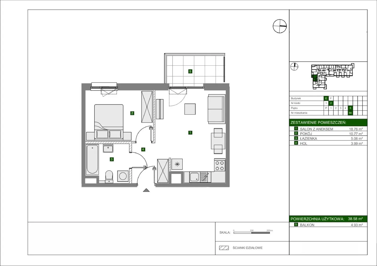 Floor plan: Apartment no. E64