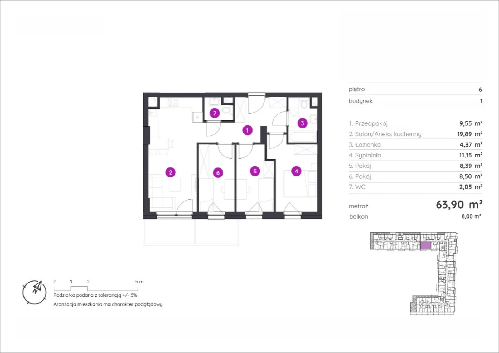 Floor plan: Apartment no. 1.B.6.02