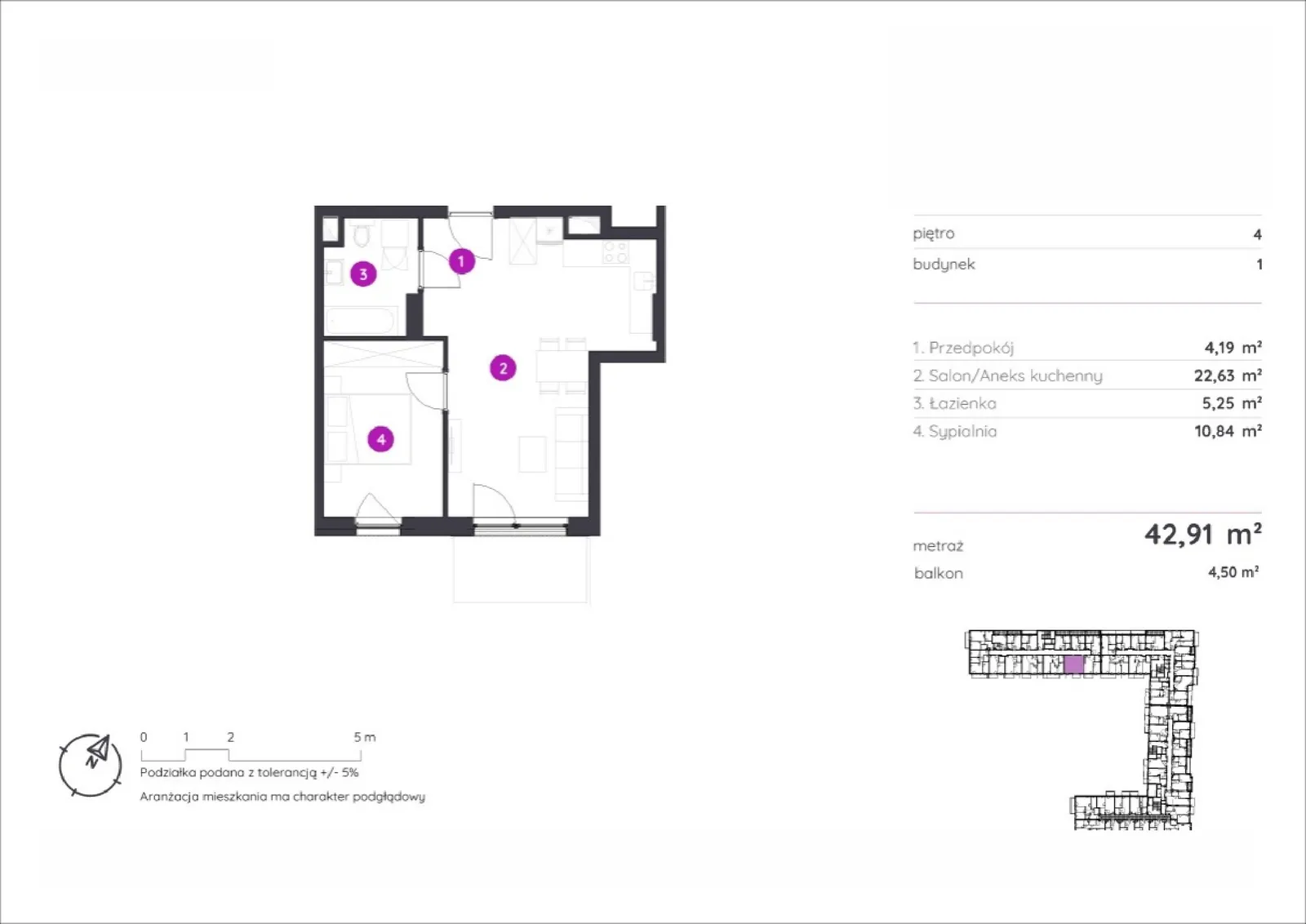 Floor plan: Apartment no. 1.A.4.05