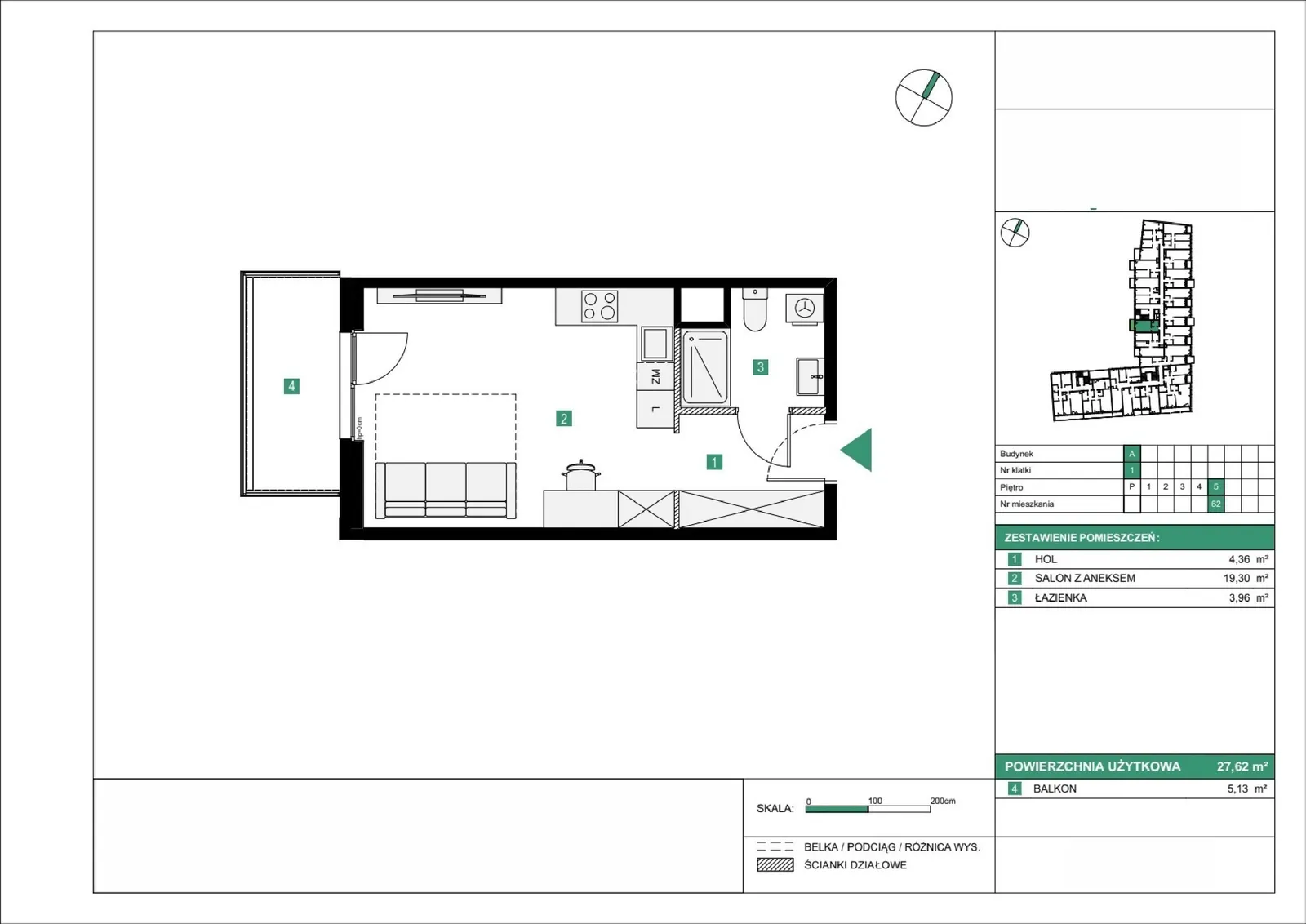 Floor plan: Apartment no. A62