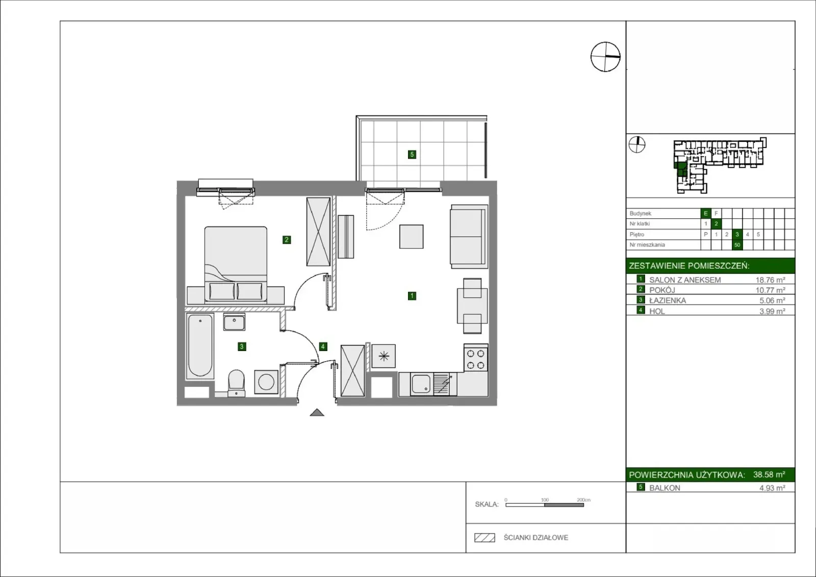 Floor plan: Apartment no. E50
