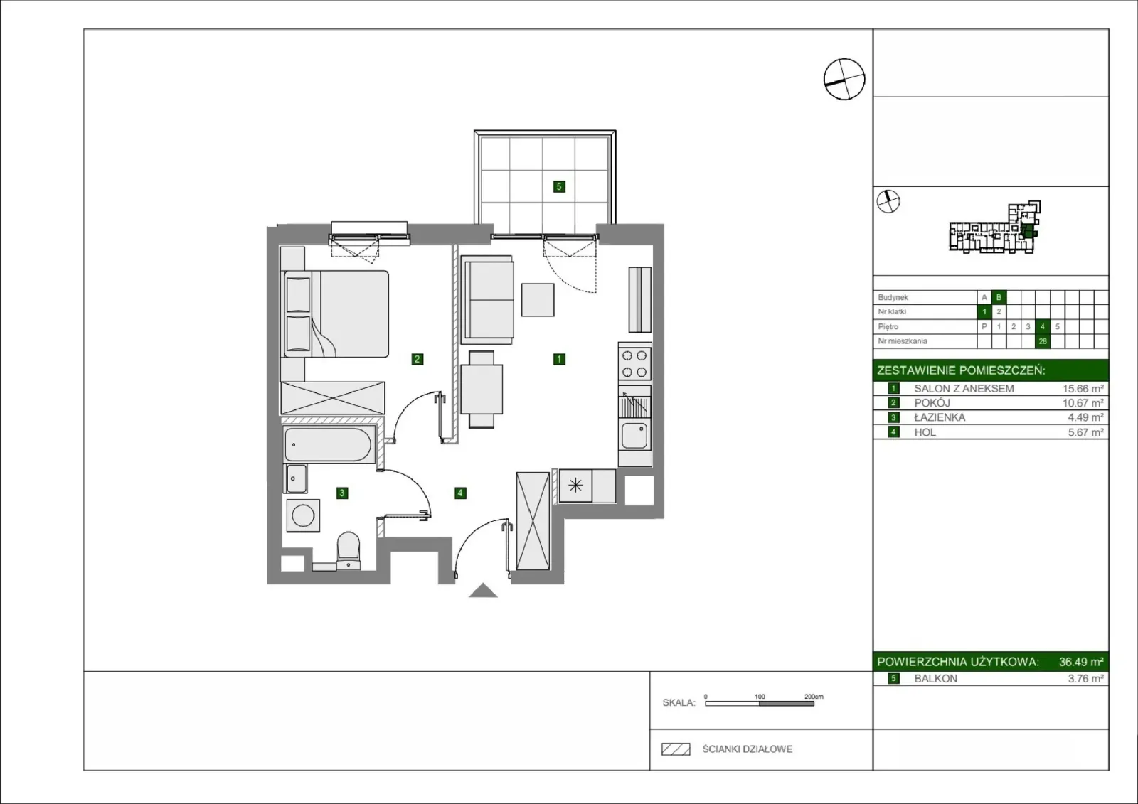 Floor plan: Apartment no. B28