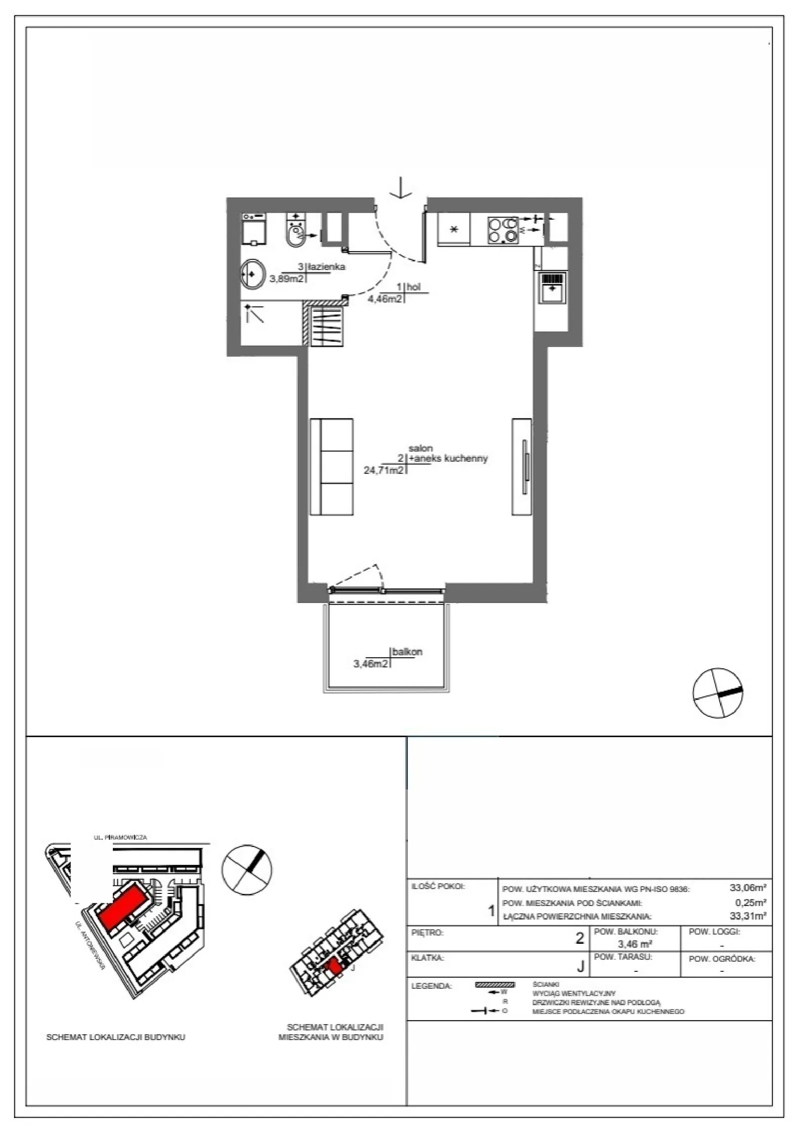 Rzut: Lokal RM/1B/J/2/1, 1 pok.