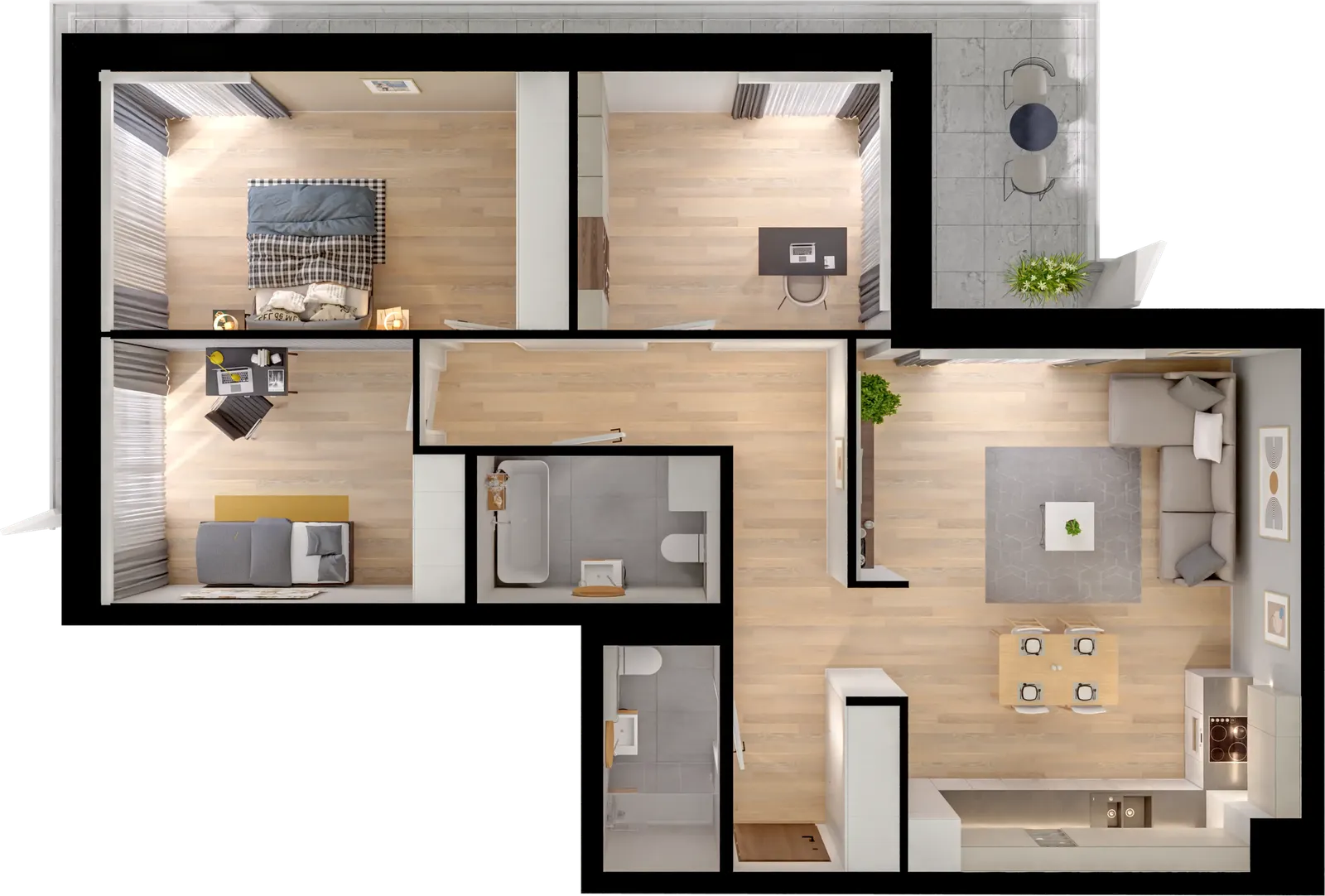 Floor plan: Apartment no. J3.E.03.04