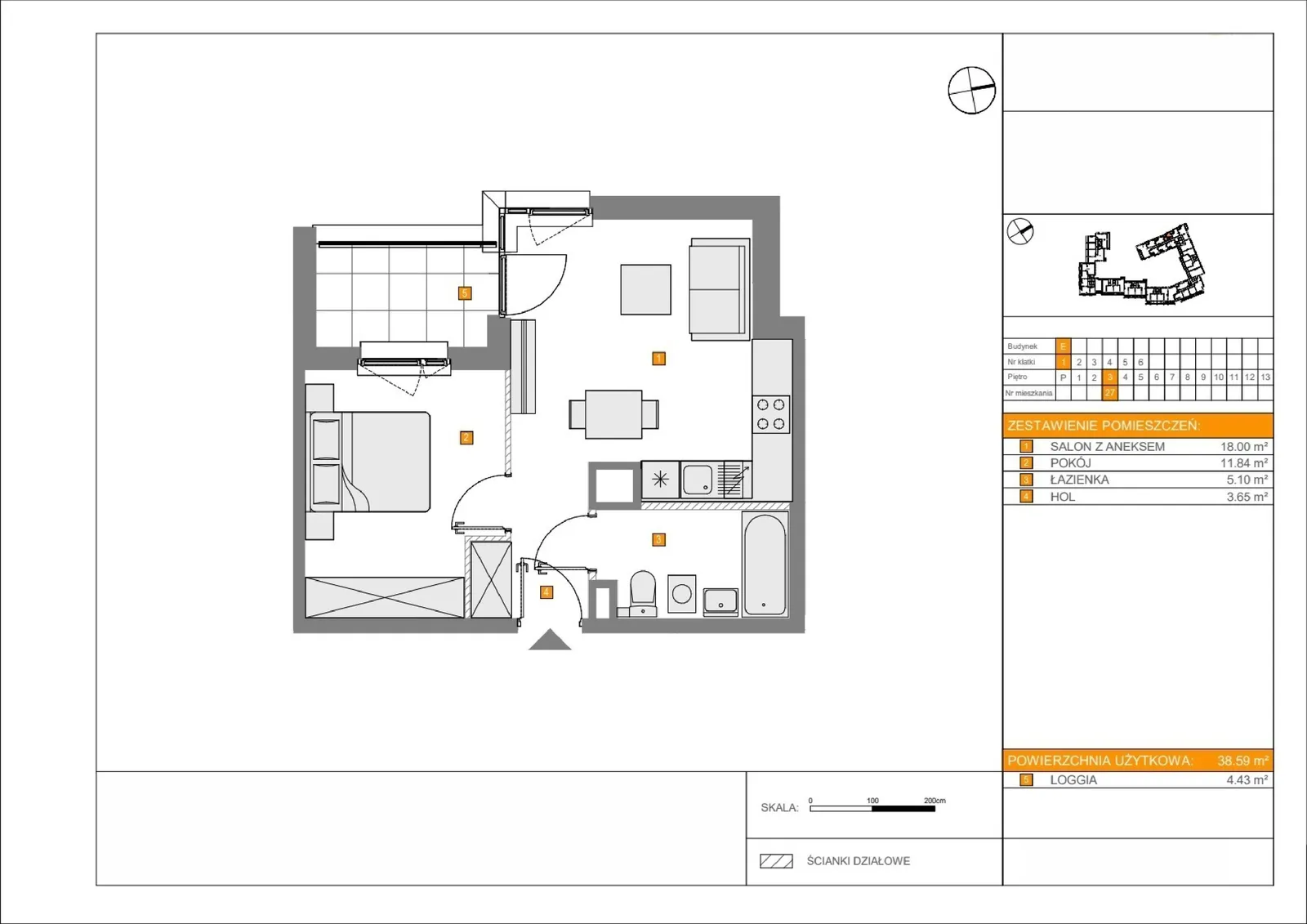 Floor plan: Apartment no. E27