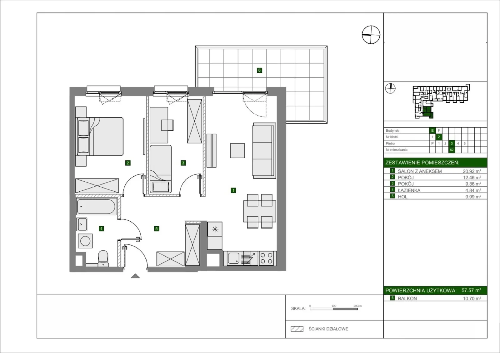 Floor plan: Apartment no. E52