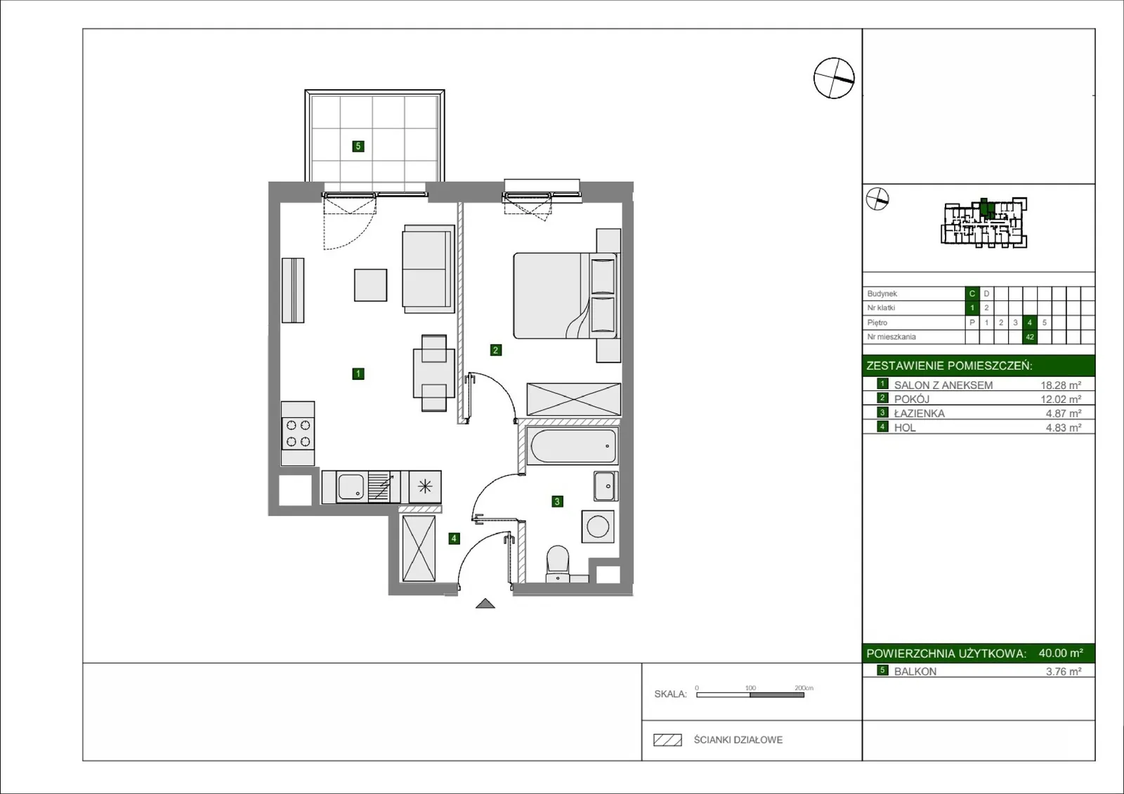 Floor plan: Apartment no. C42
