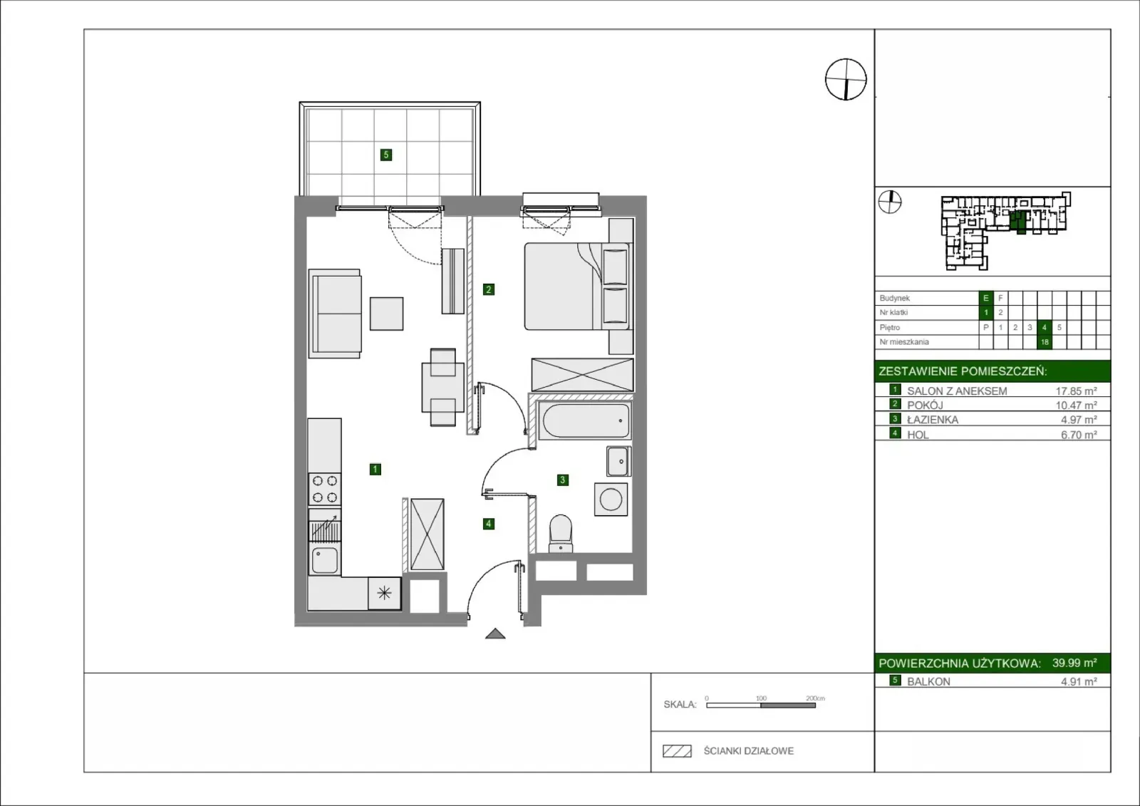 Floor plan: Apartment no. E18