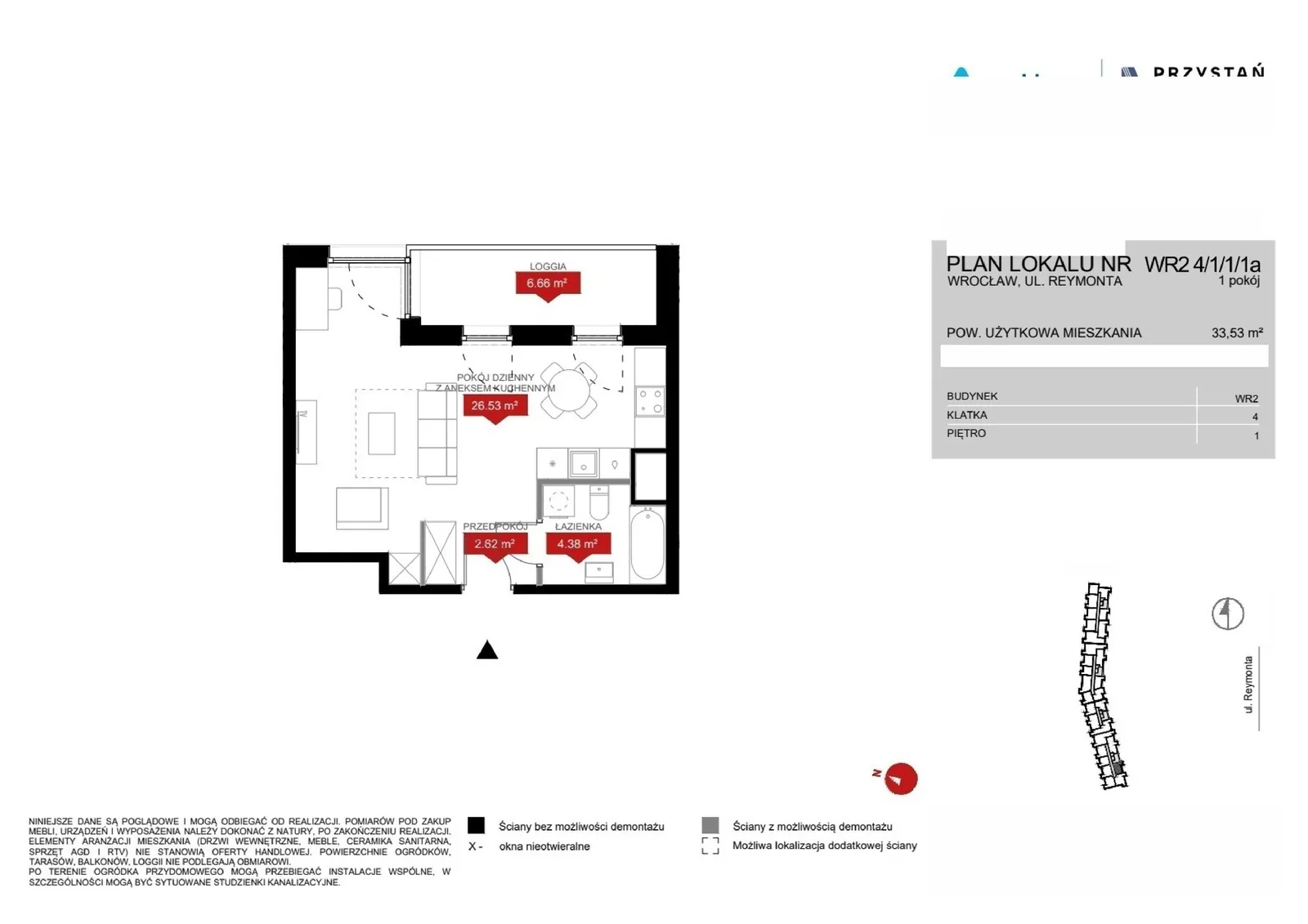 Floor plan: Lokal WR2 4/1/1/1a, 1 pok.