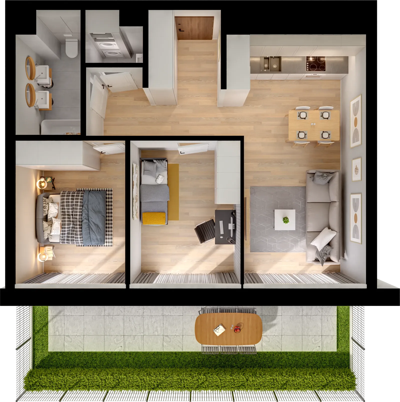 Floor plan: Apartment no. J3.E.00.02