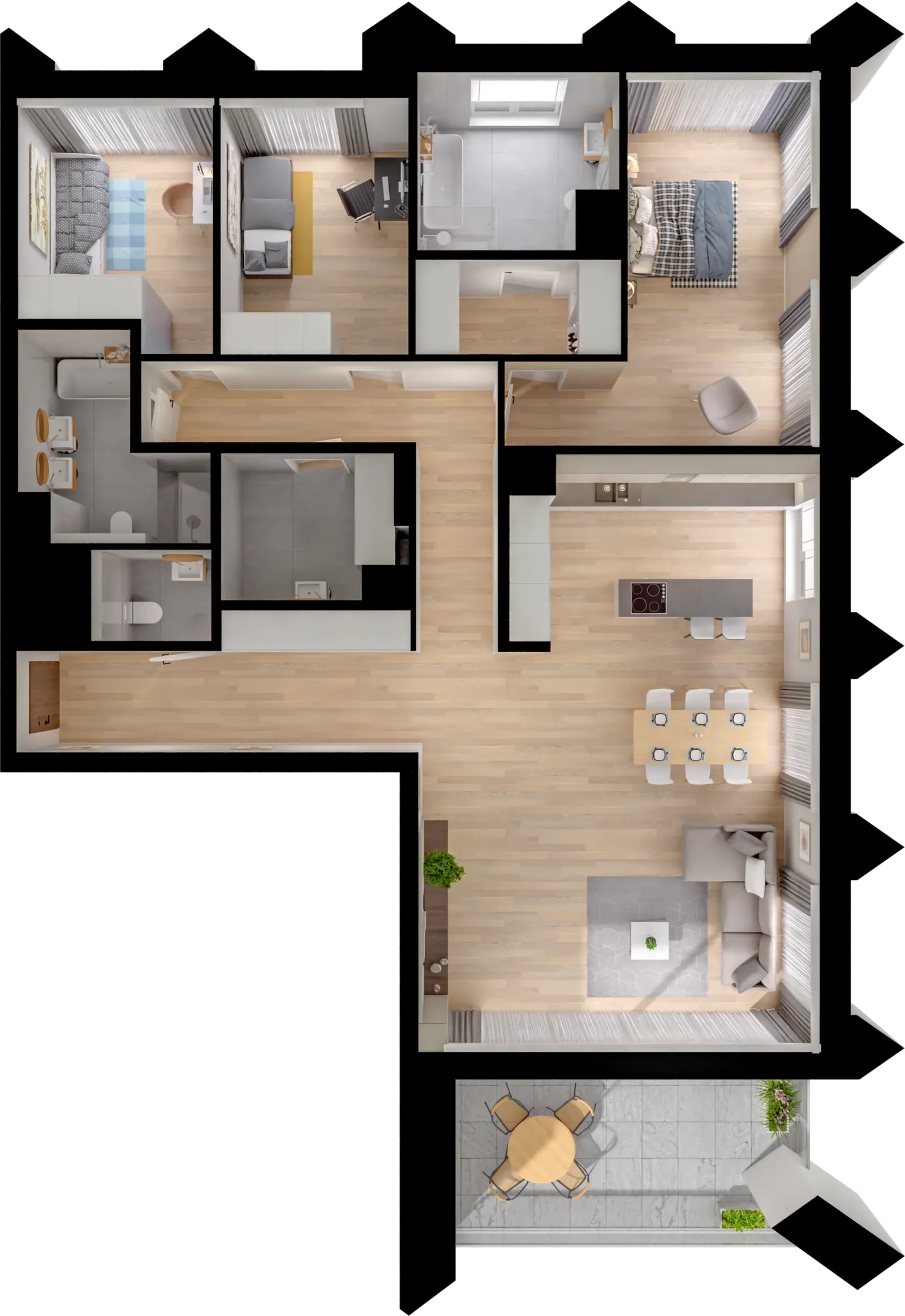Floor plan: Apartment no. I3.E.02.03