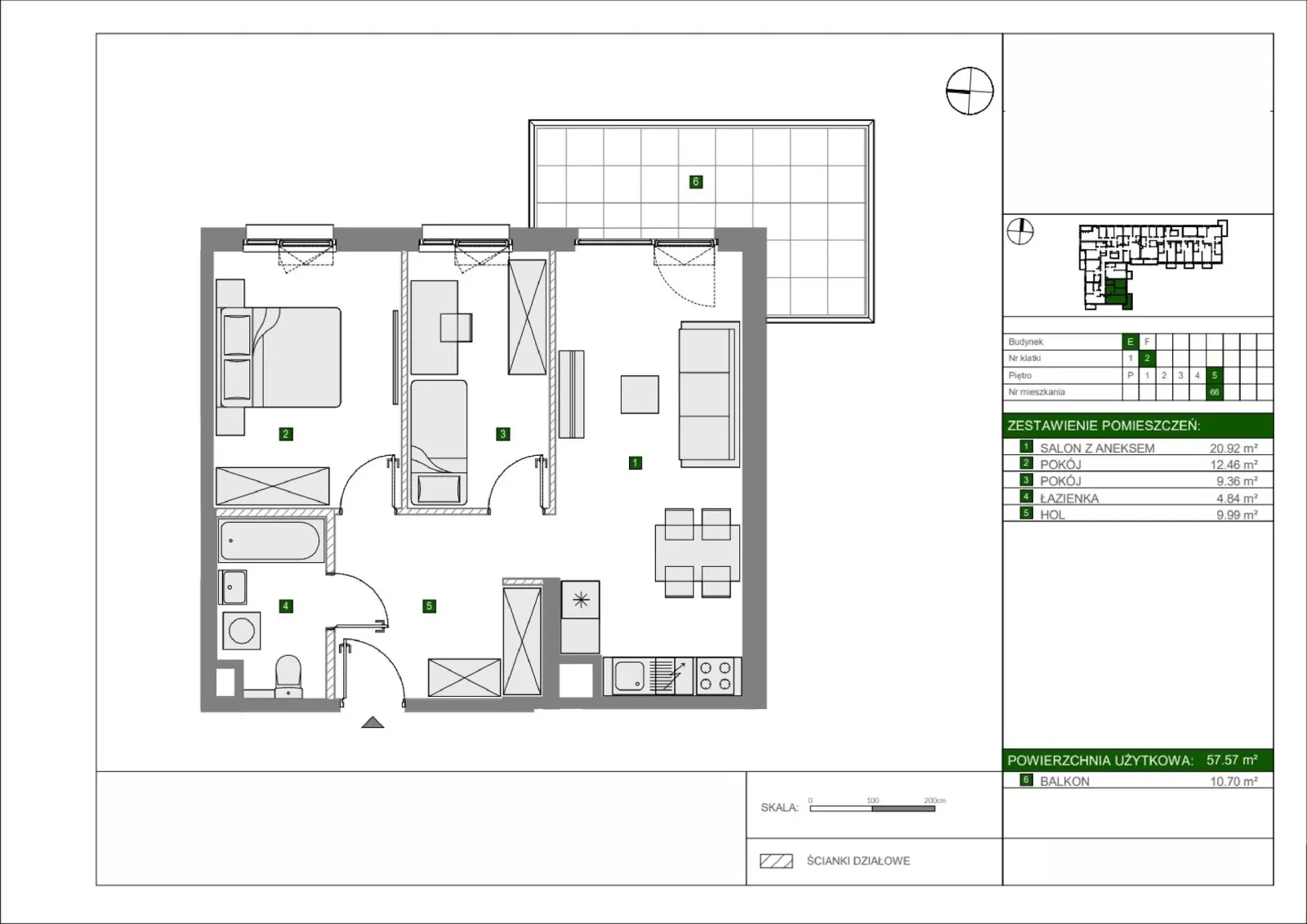 Floor plan: Apartment no. E66