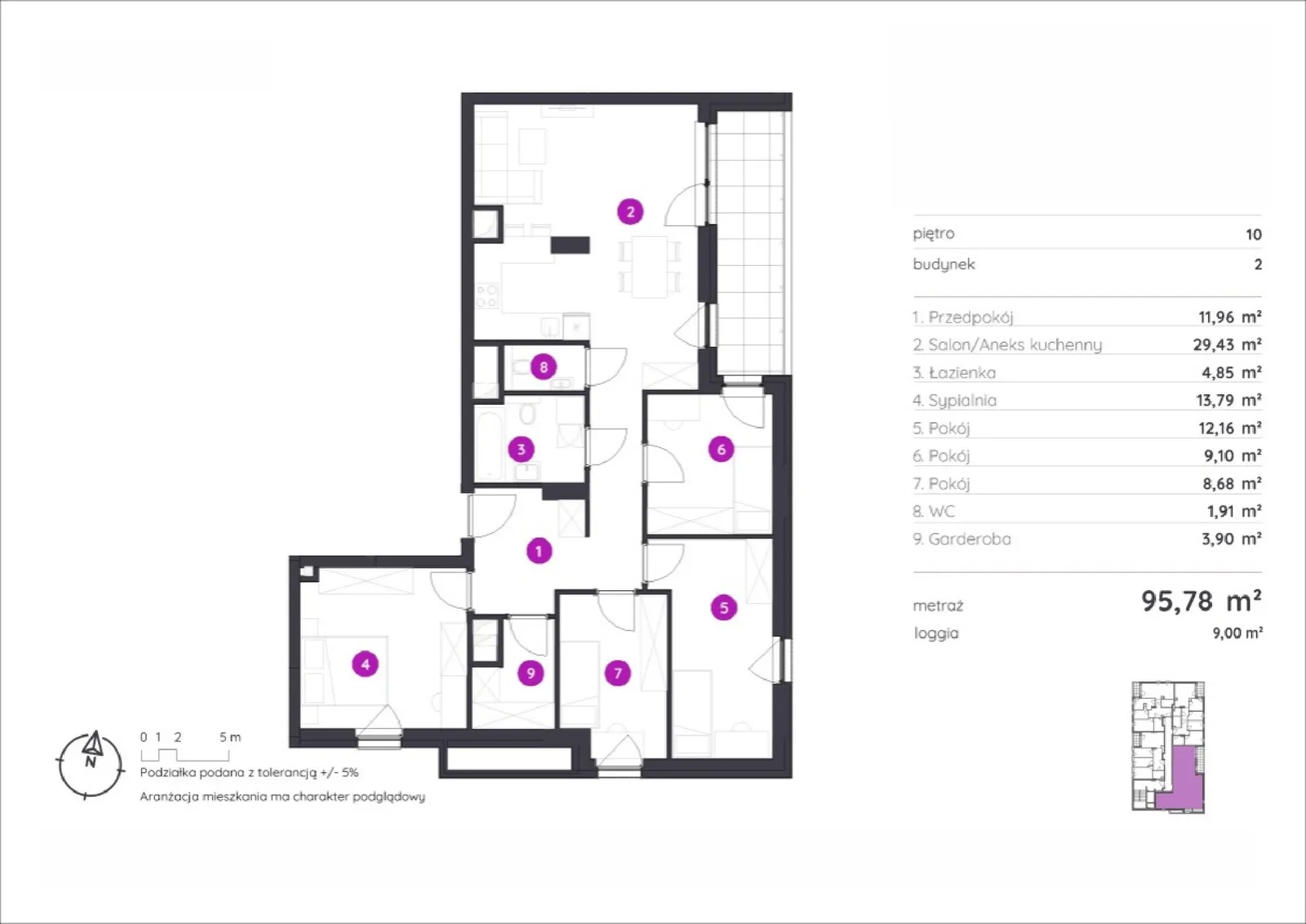Floor plan: Apartment no. 2.B.10.04