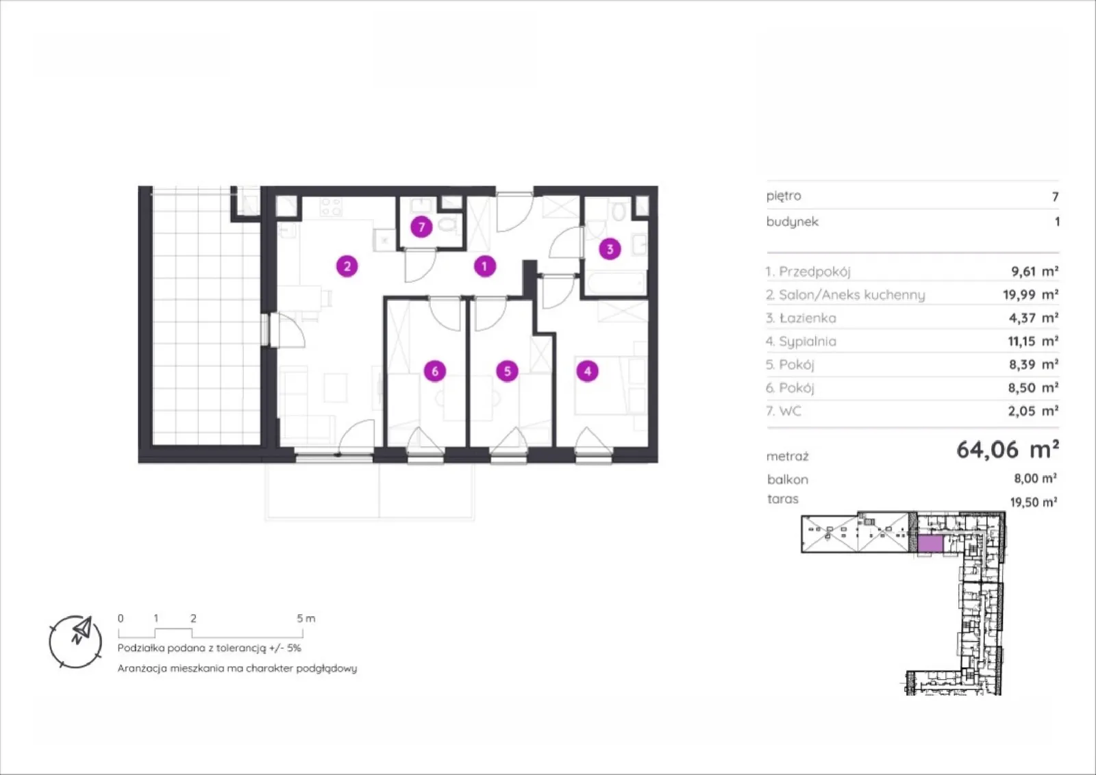 Floor plan: Apartment no. 1.B.7.02