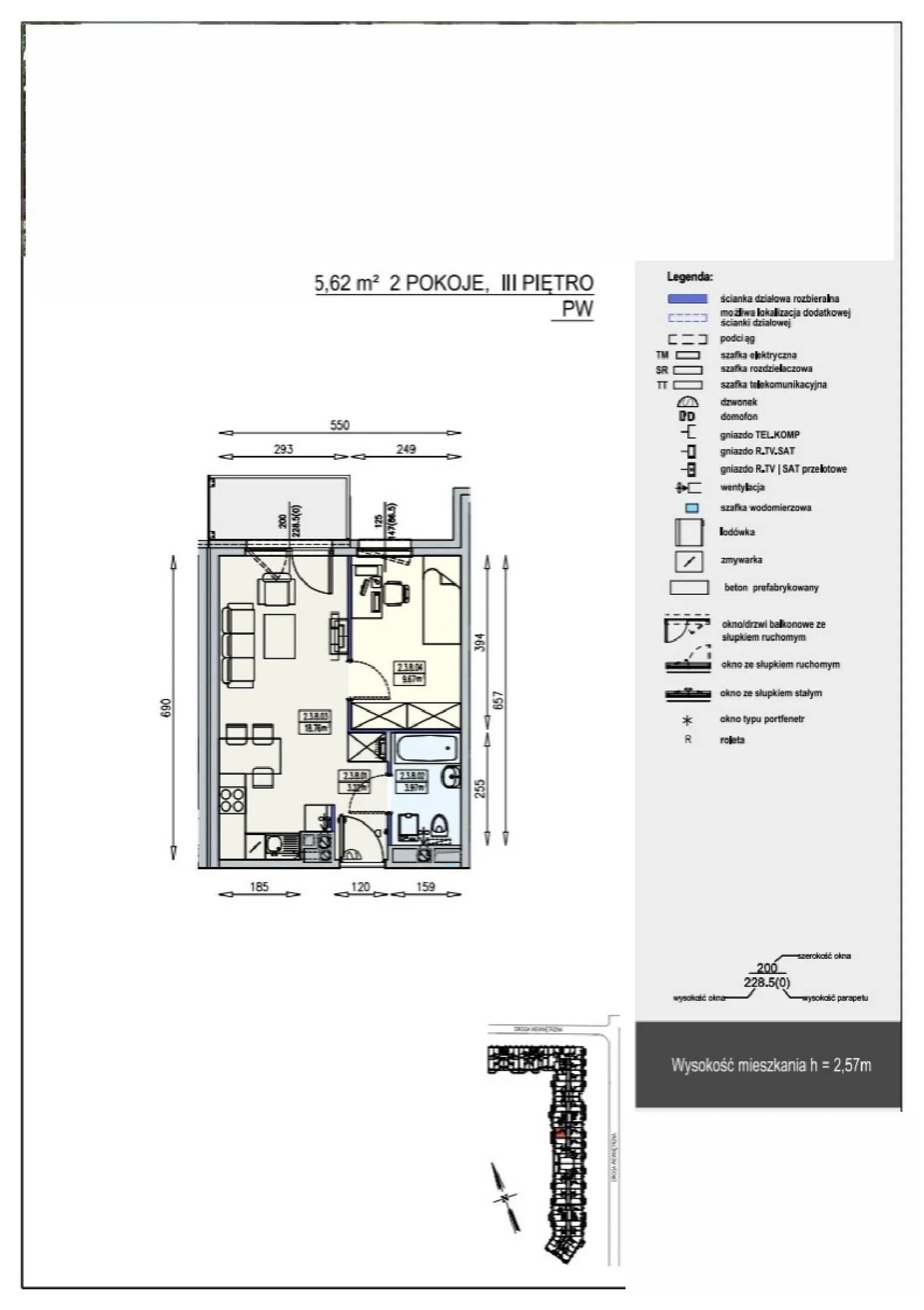 Floor plan: Lokal K1 2/3/8/2a, 2 pok.
