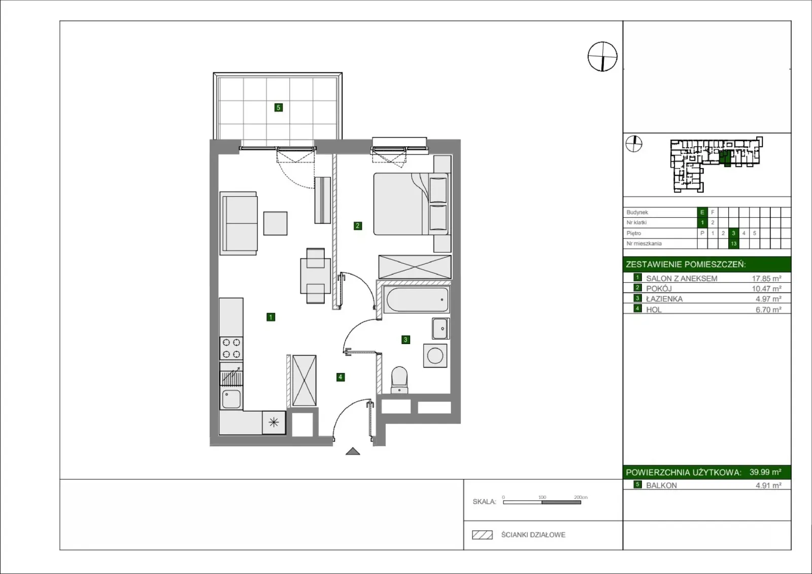 Floor plan: Apartment no. E13