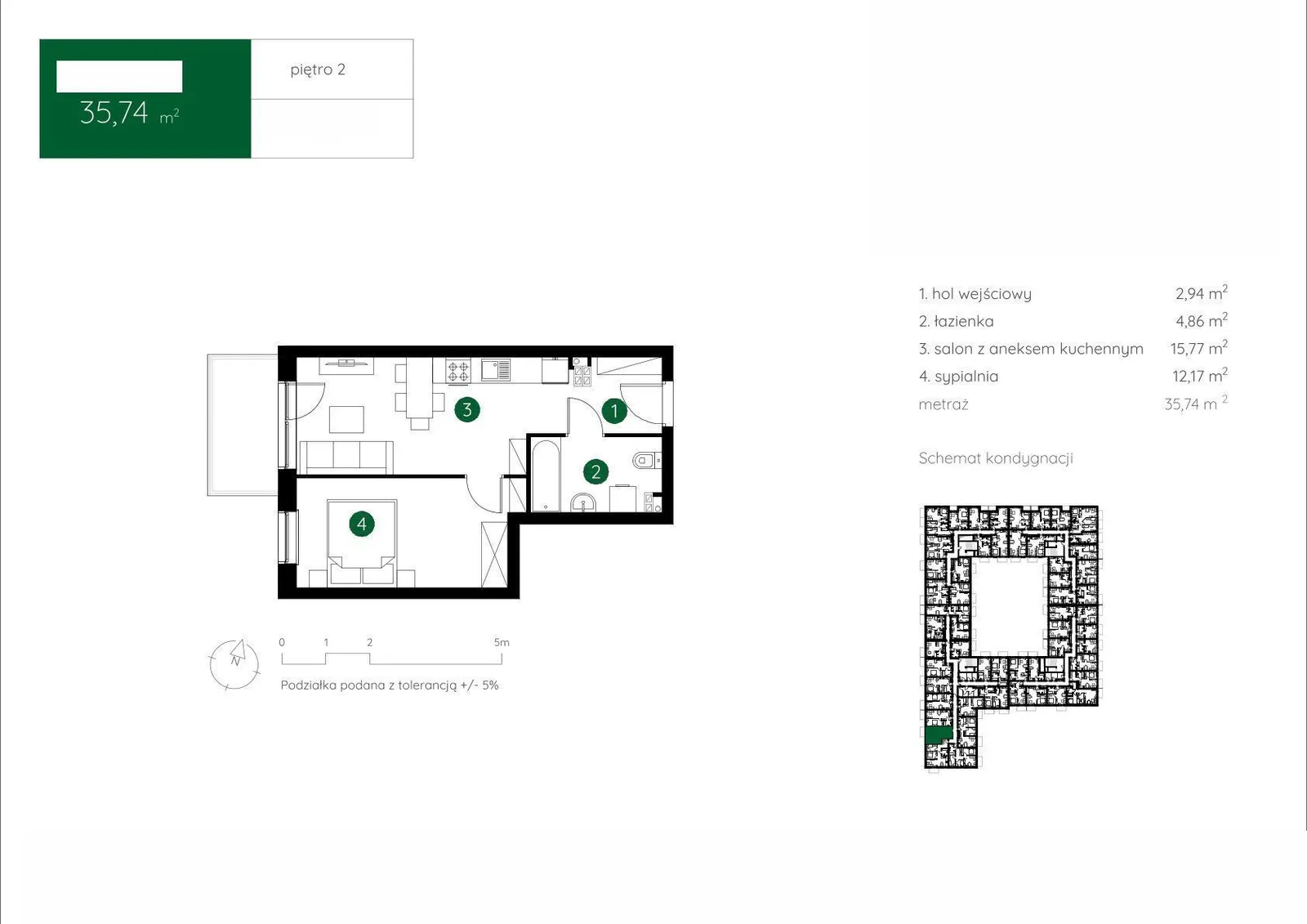 Floor plan: Apartment no. 1.A.2.08