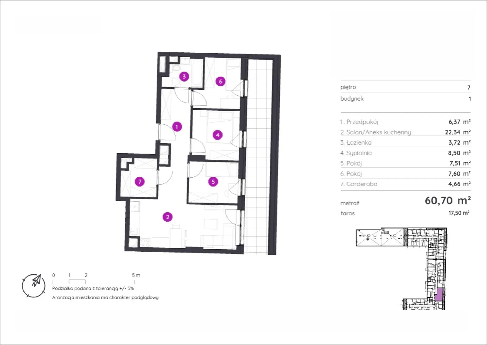 Floor plan: Apartment no. 1.C.7.05