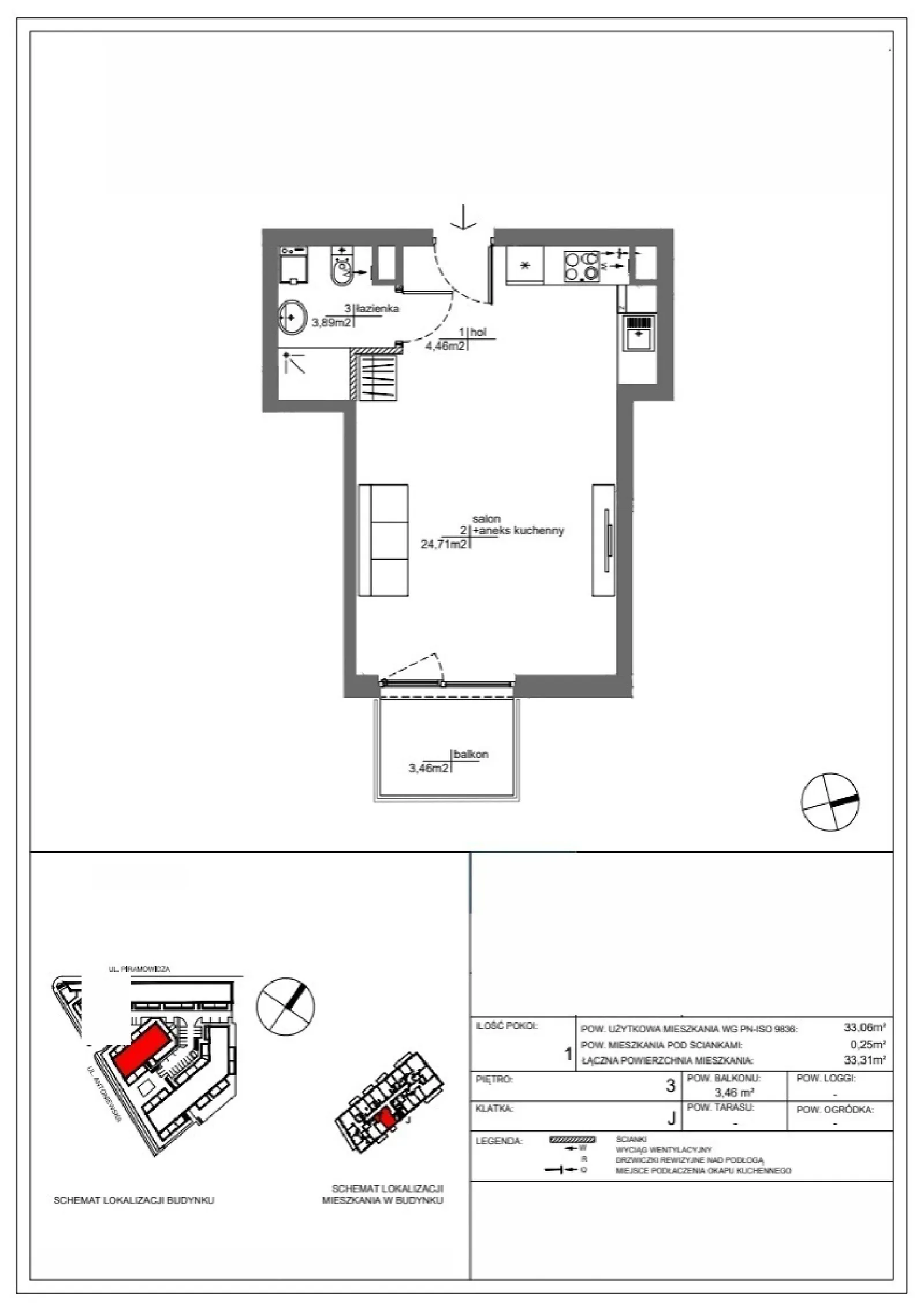 Rzut: Lokal RM/1B/J/3/1, 1 pok.