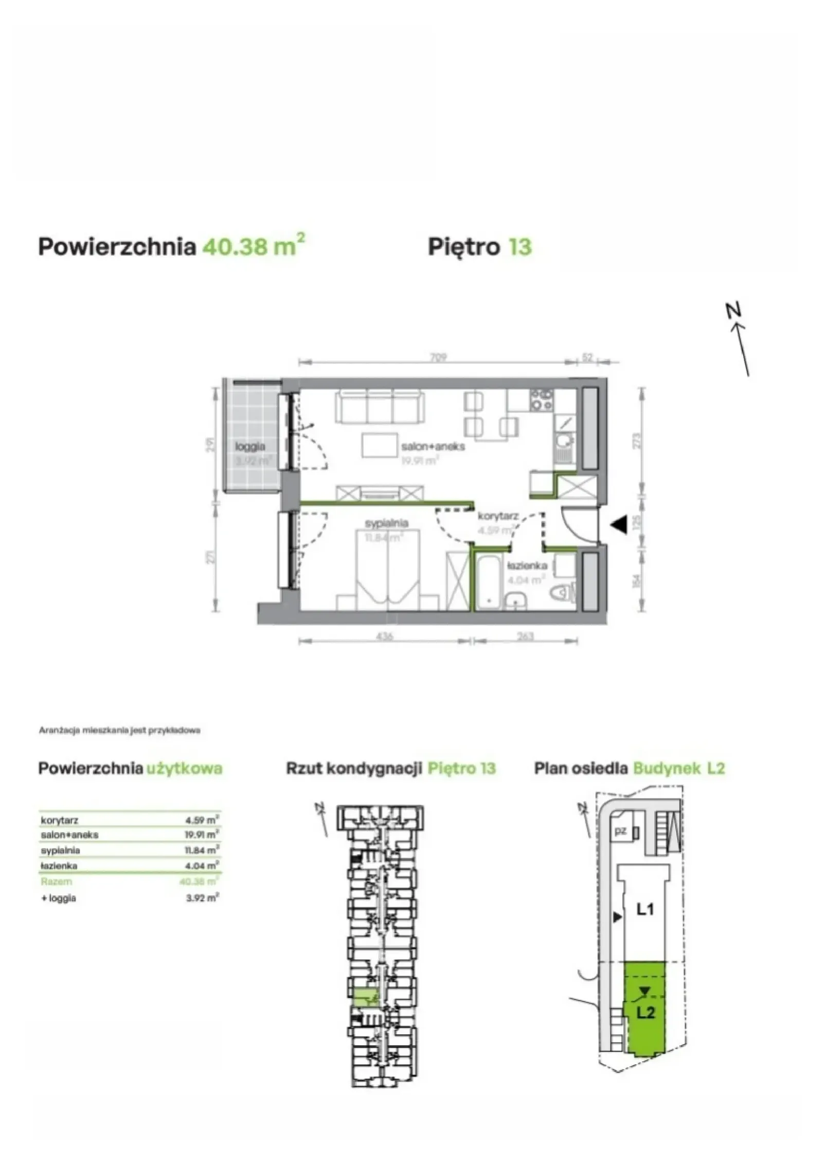 Floor plan: Apartment no. L2/13/105