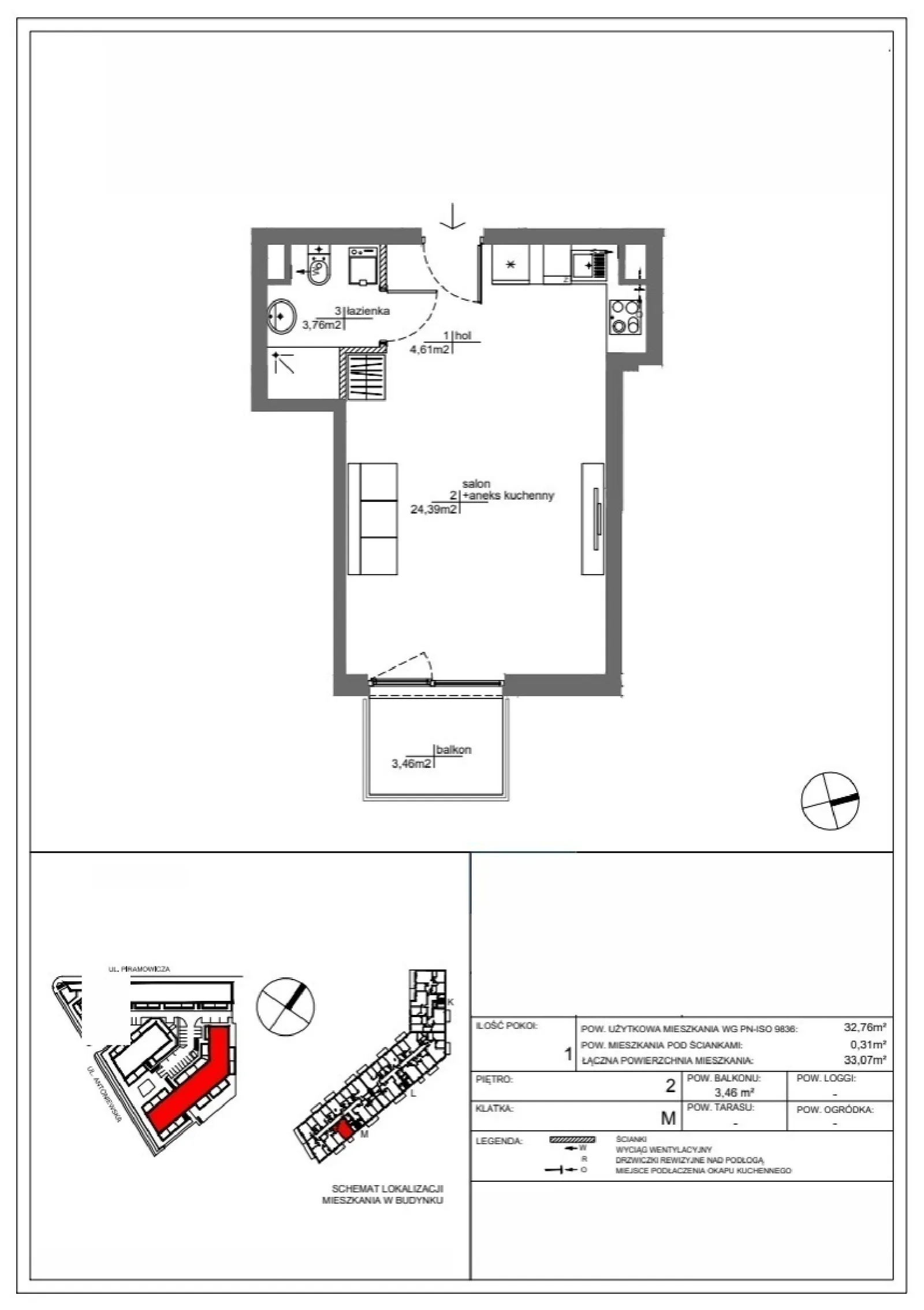 Rzut: Lokal RM/1B/M/2/1, 1 pok.