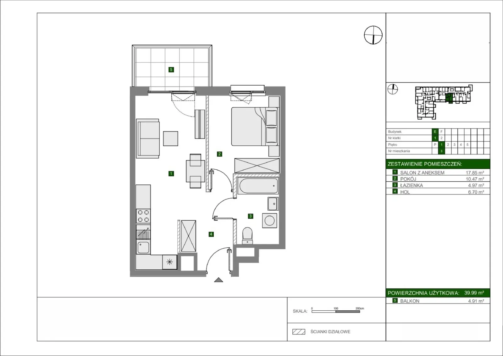 Floor plan: Apartment no. E3