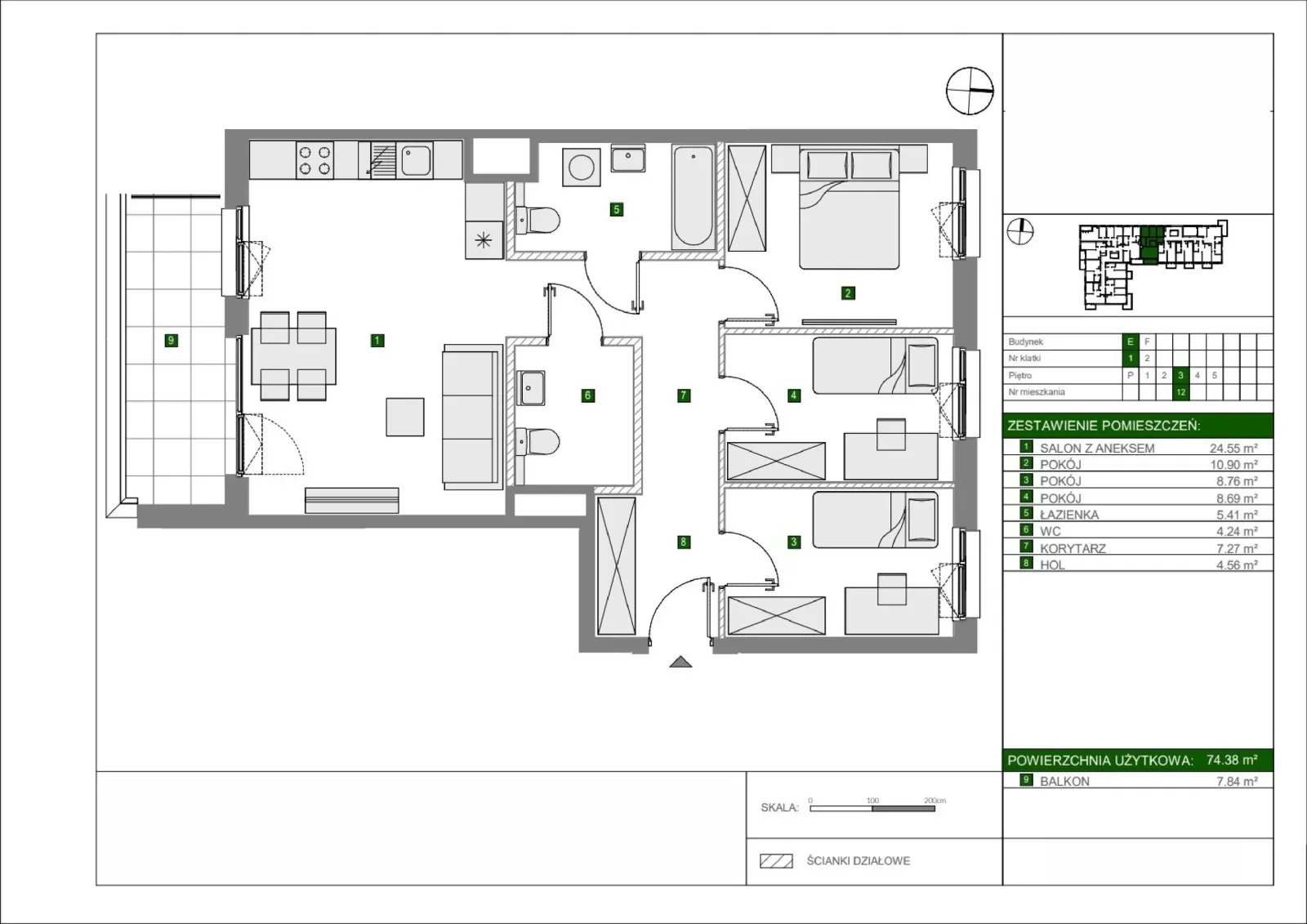 Floor plan: Apartment no. E12