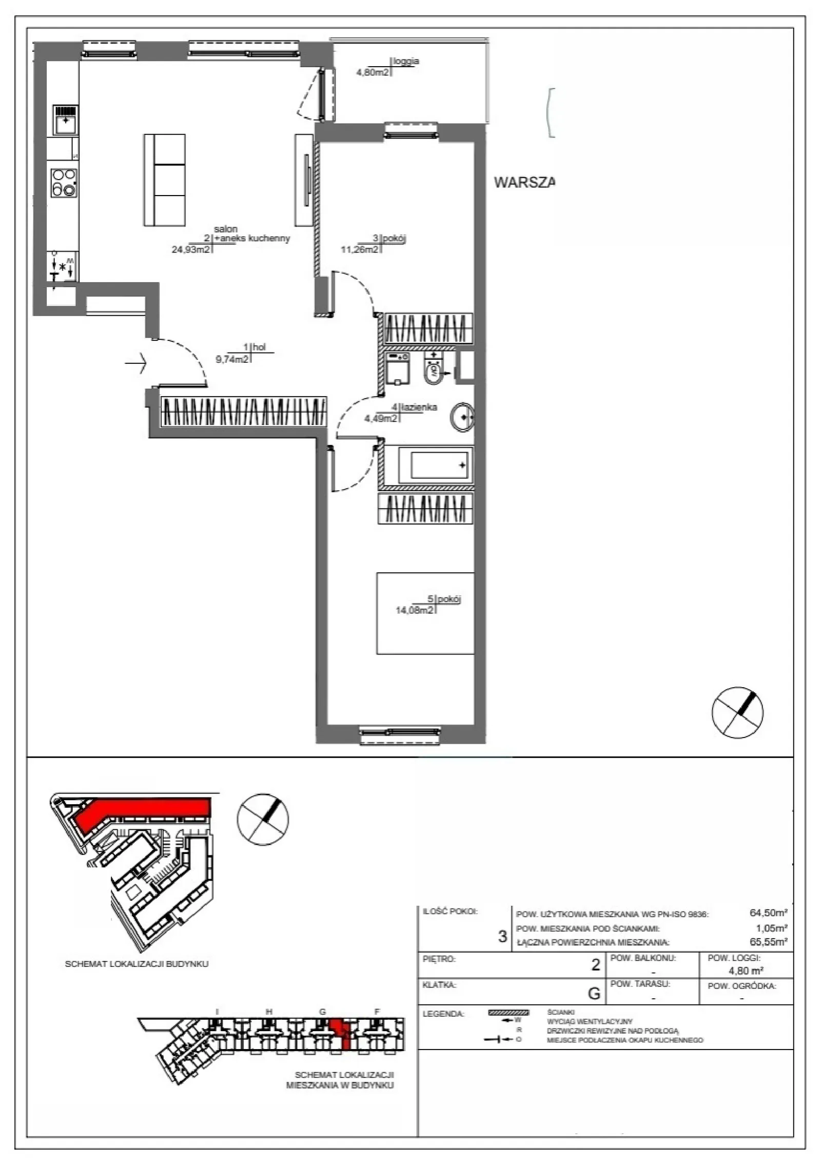 Rzut: Lokal RM/1B/G/2/1, 3 pok.
