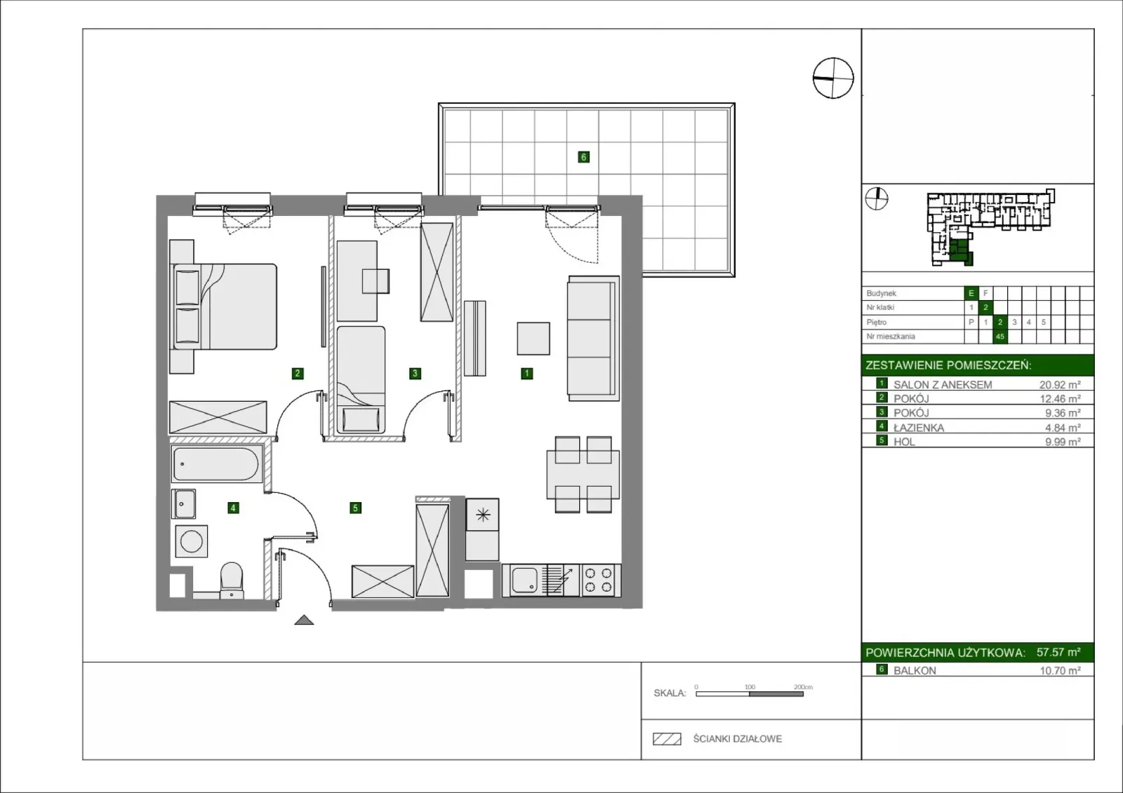 Floor plan: Apartment no. E45