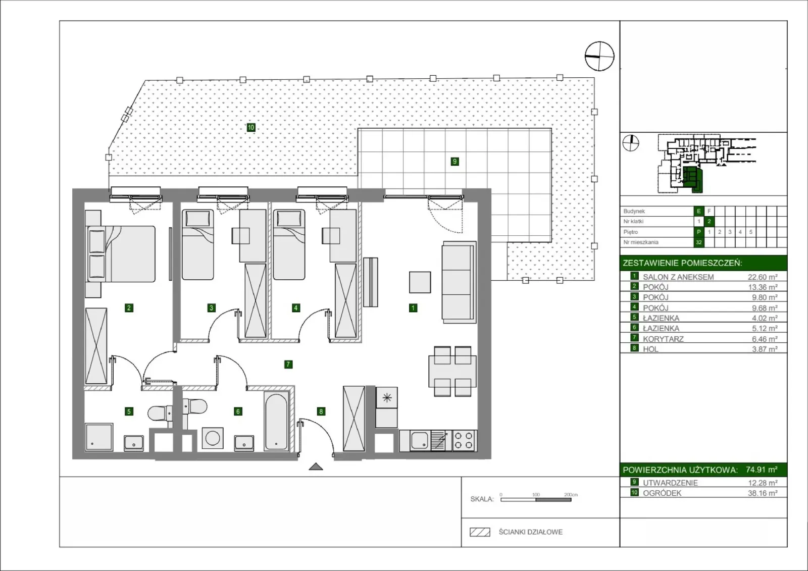 Floor plan: Apartment no. E32