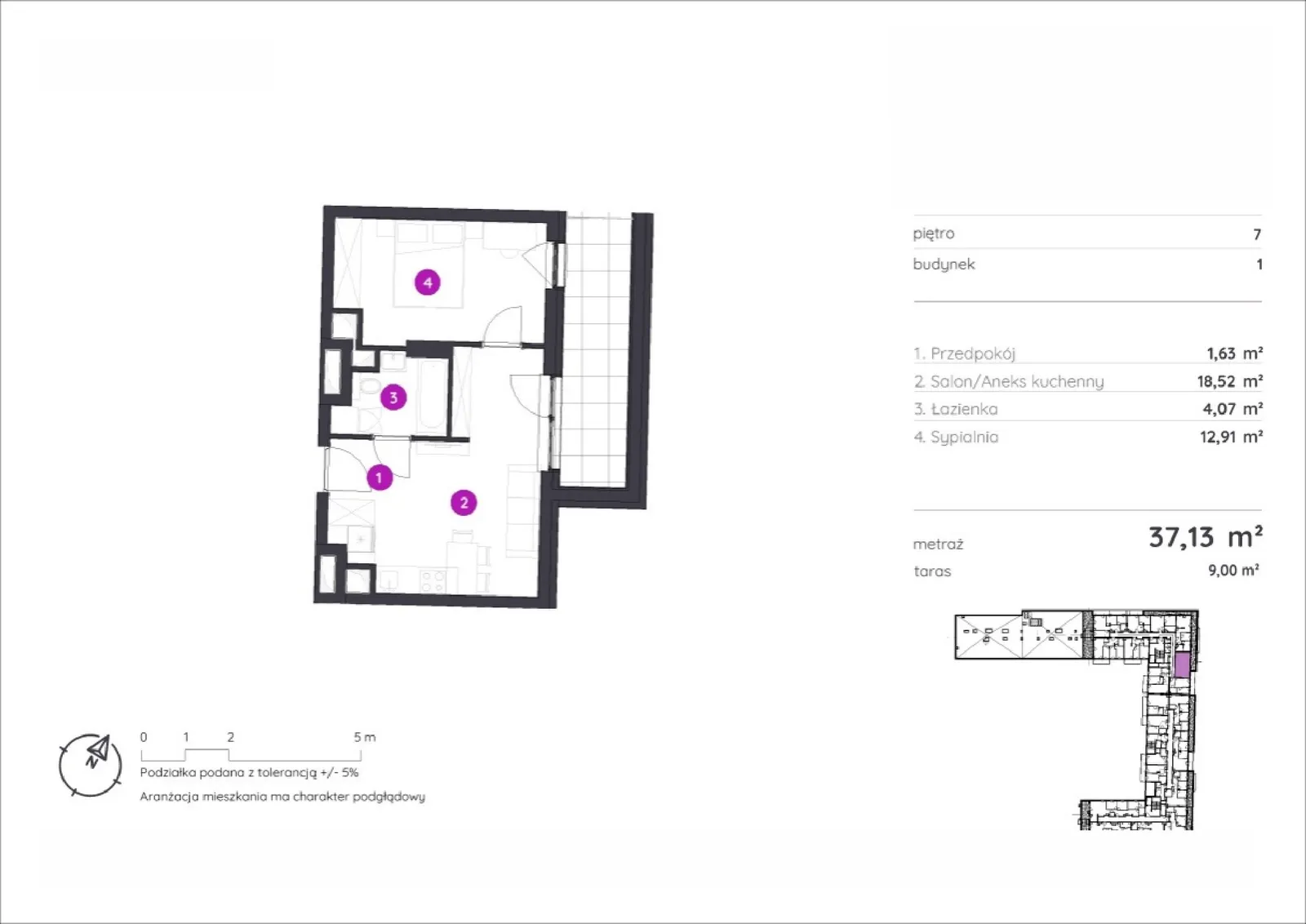 Floor plan: Apartment no. 1.B.7.07