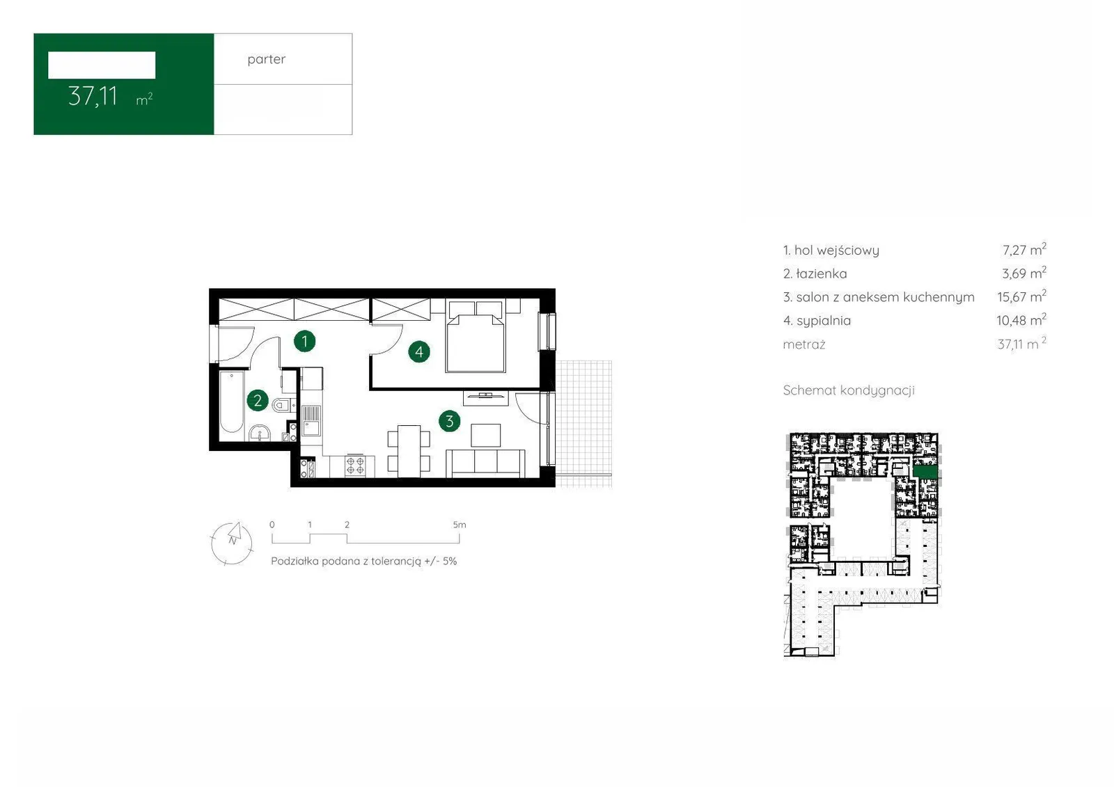 Floor plan: Apartment no. 1.C.0.07